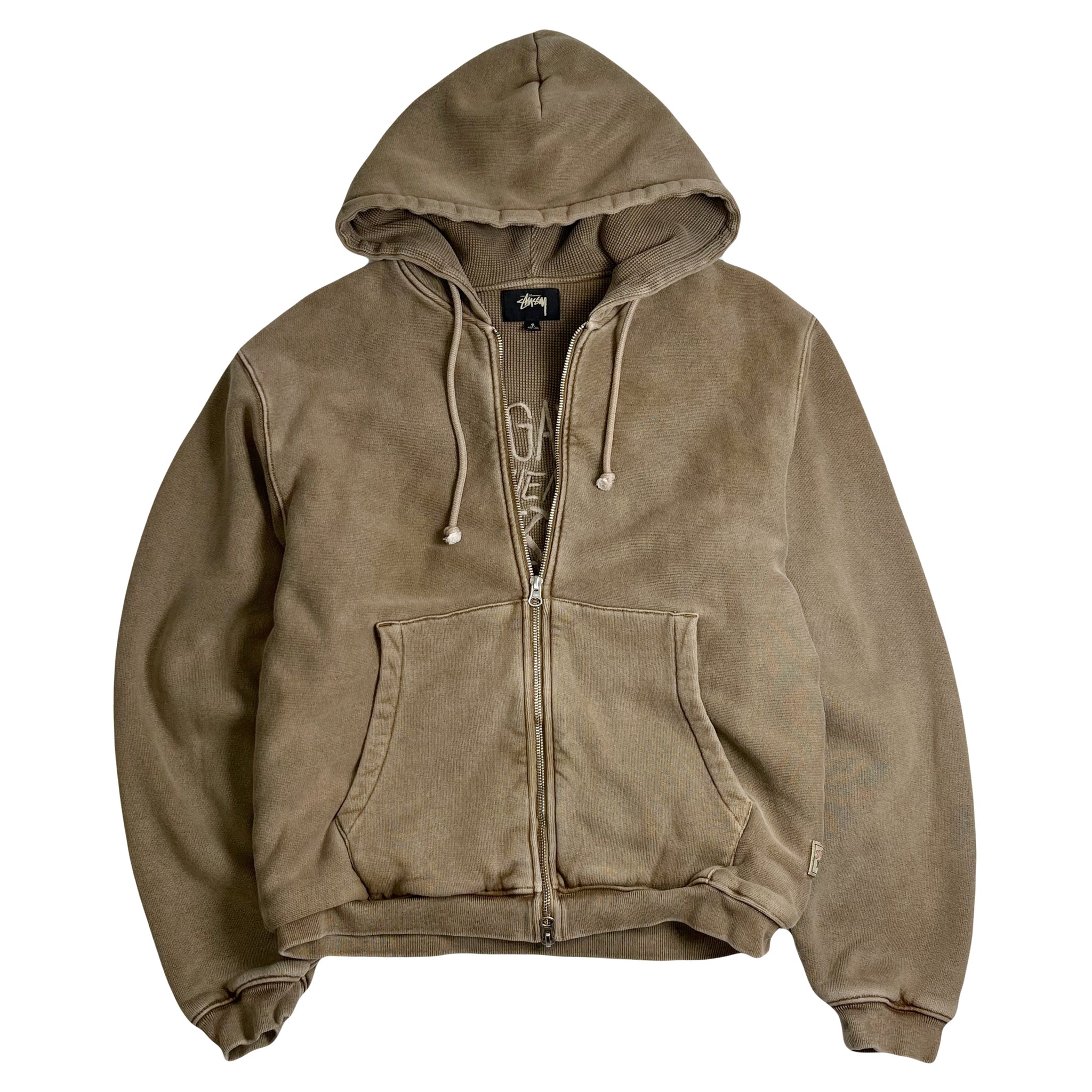 STUSSY WAFFLE LINED ZIP HOODIE　ジップアップ　正規 Stussy Waffle Lined Zip Hoodie Green Men's - FW24 - US