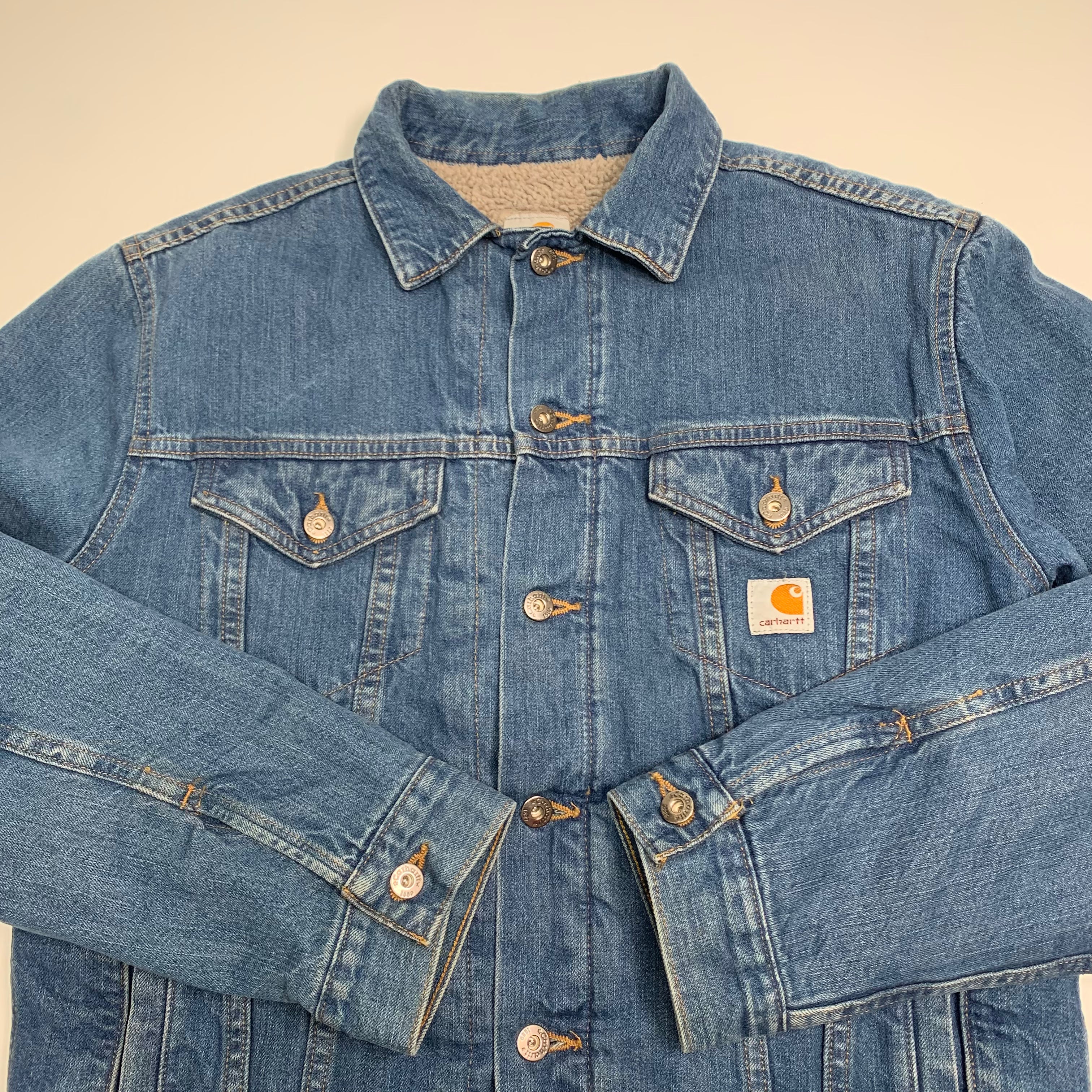 Carhartt Denim Sherpa Lined Trucker Jacket M