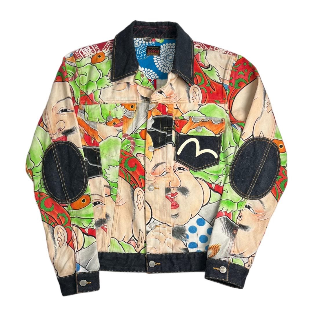 Evisu Faces AOP Denim Jacket M