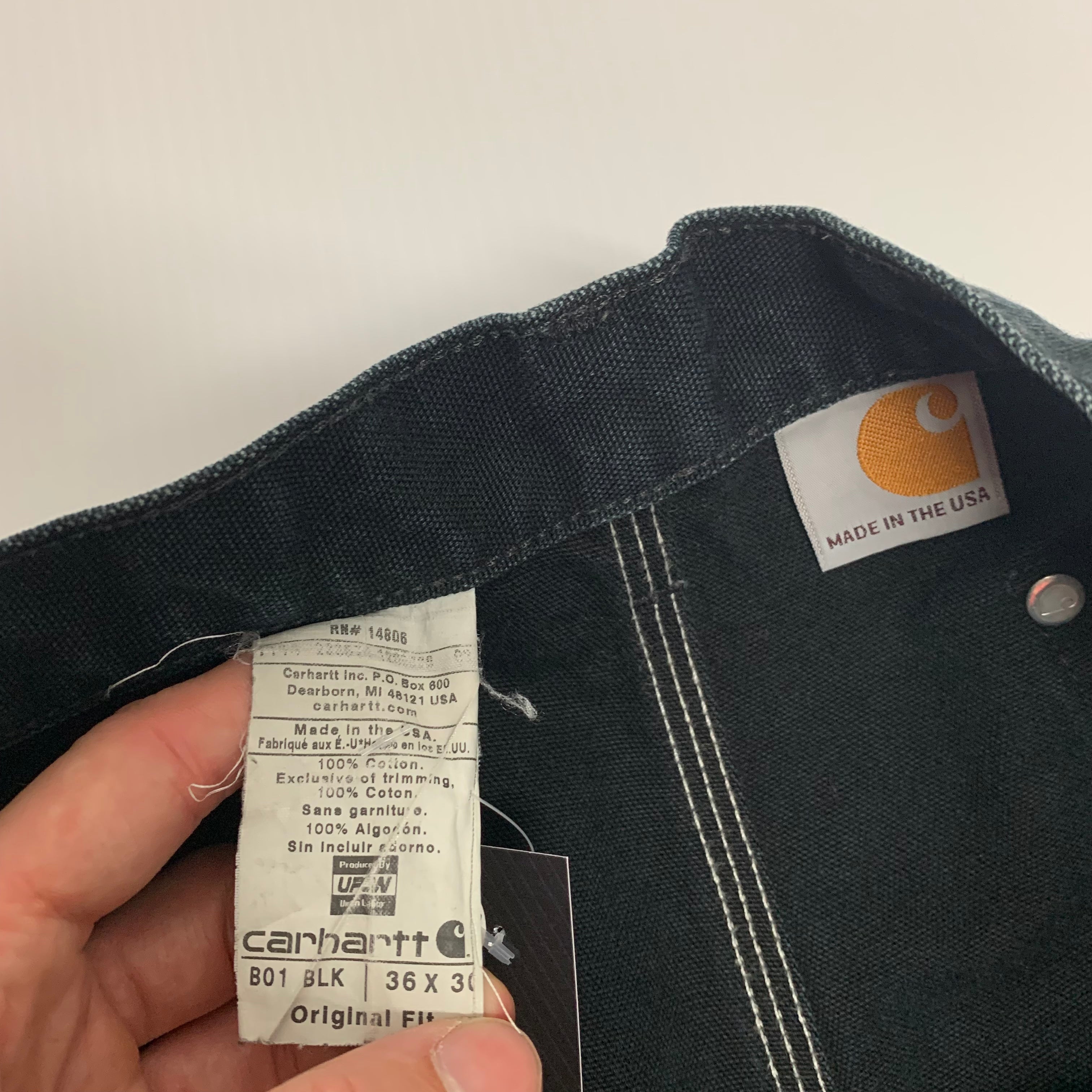 Carhartt Black Double Knee Denim 36x30 1114