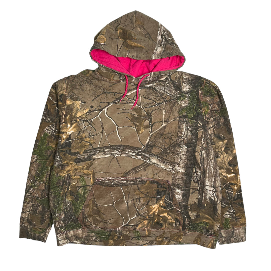 Realtree Pink Lined Camo Hoodie Women's L