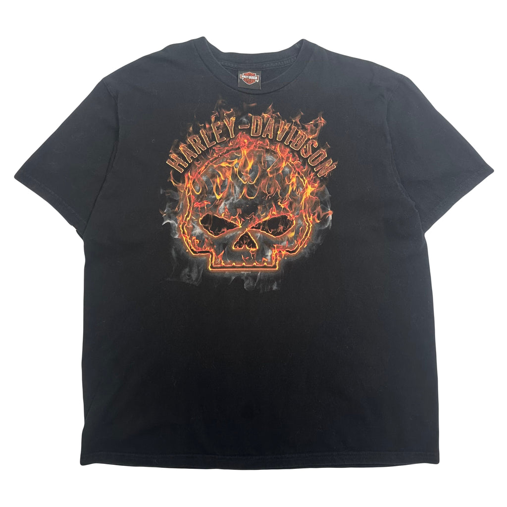 Harley Davidson Flame Skull Suffolk England Tee XL