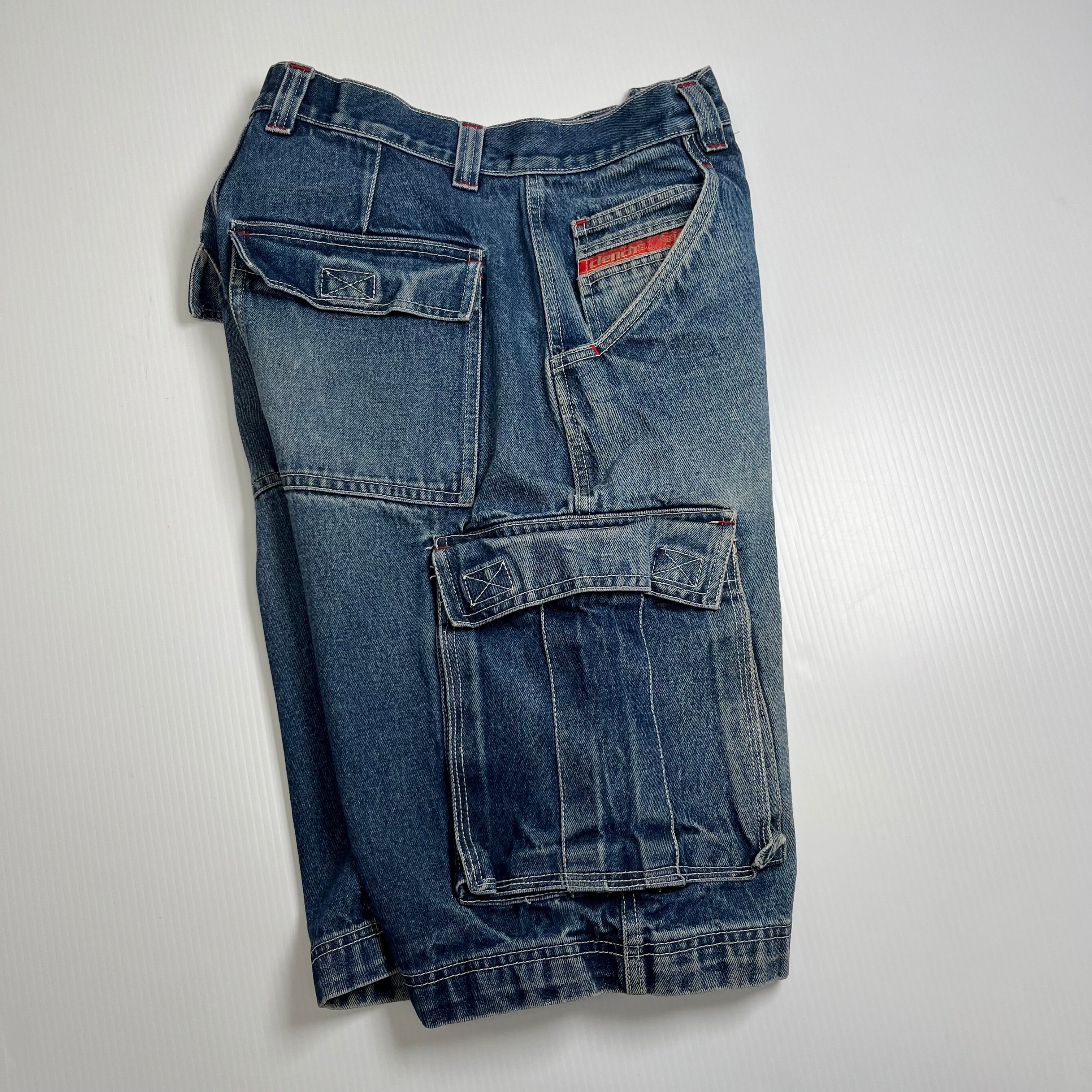 Clench Jeans Baggy Cargo Denim Shorts 32
