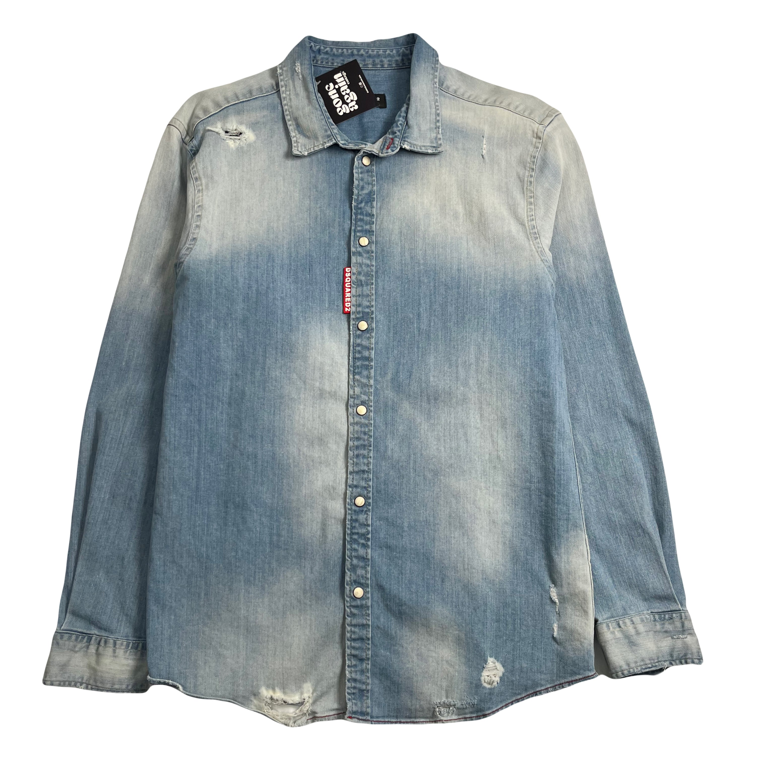DSquared2 Distressed Denim Button Up Shirt XXL