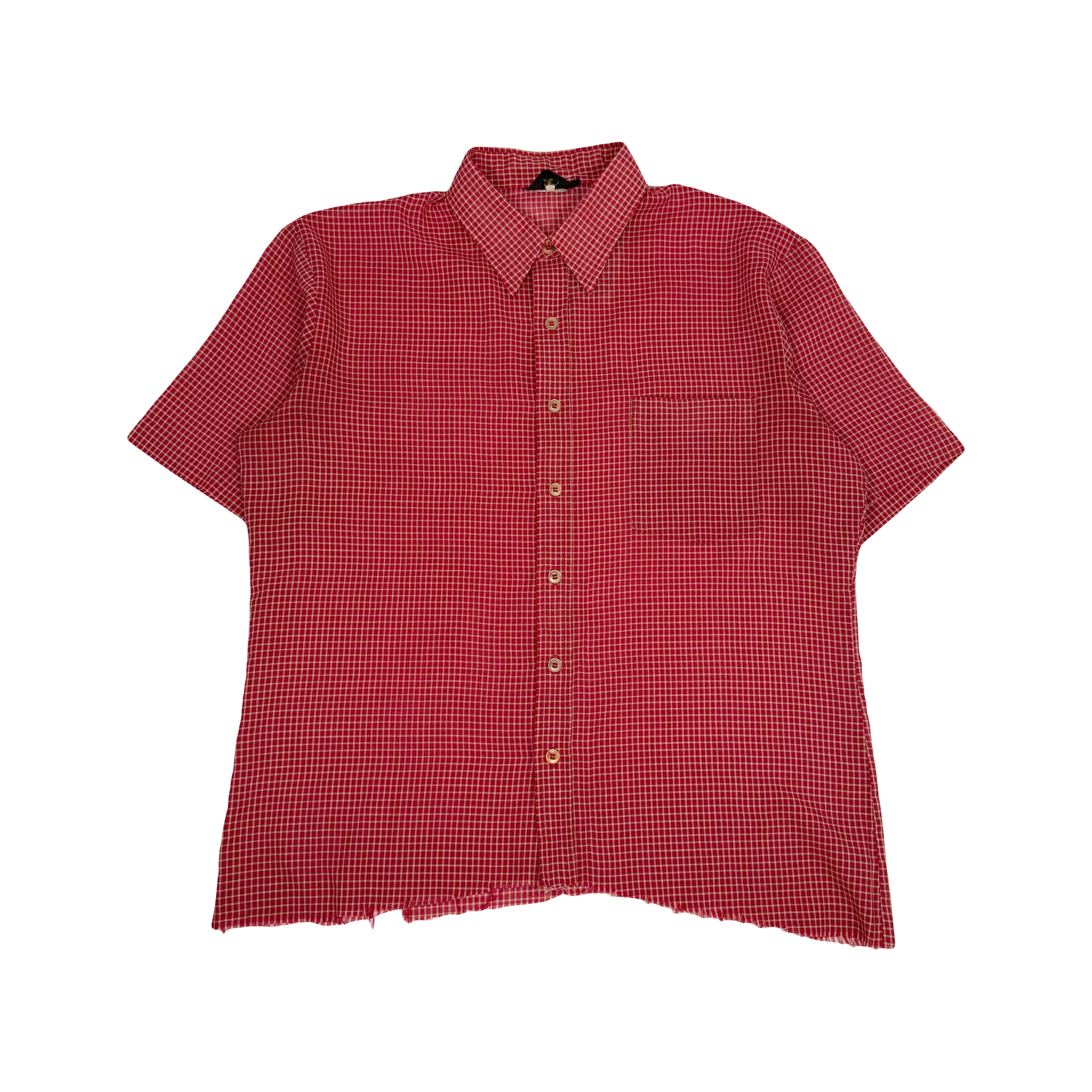 Vintage Lancer Plaid Short Sleeve Cropped Button Up L