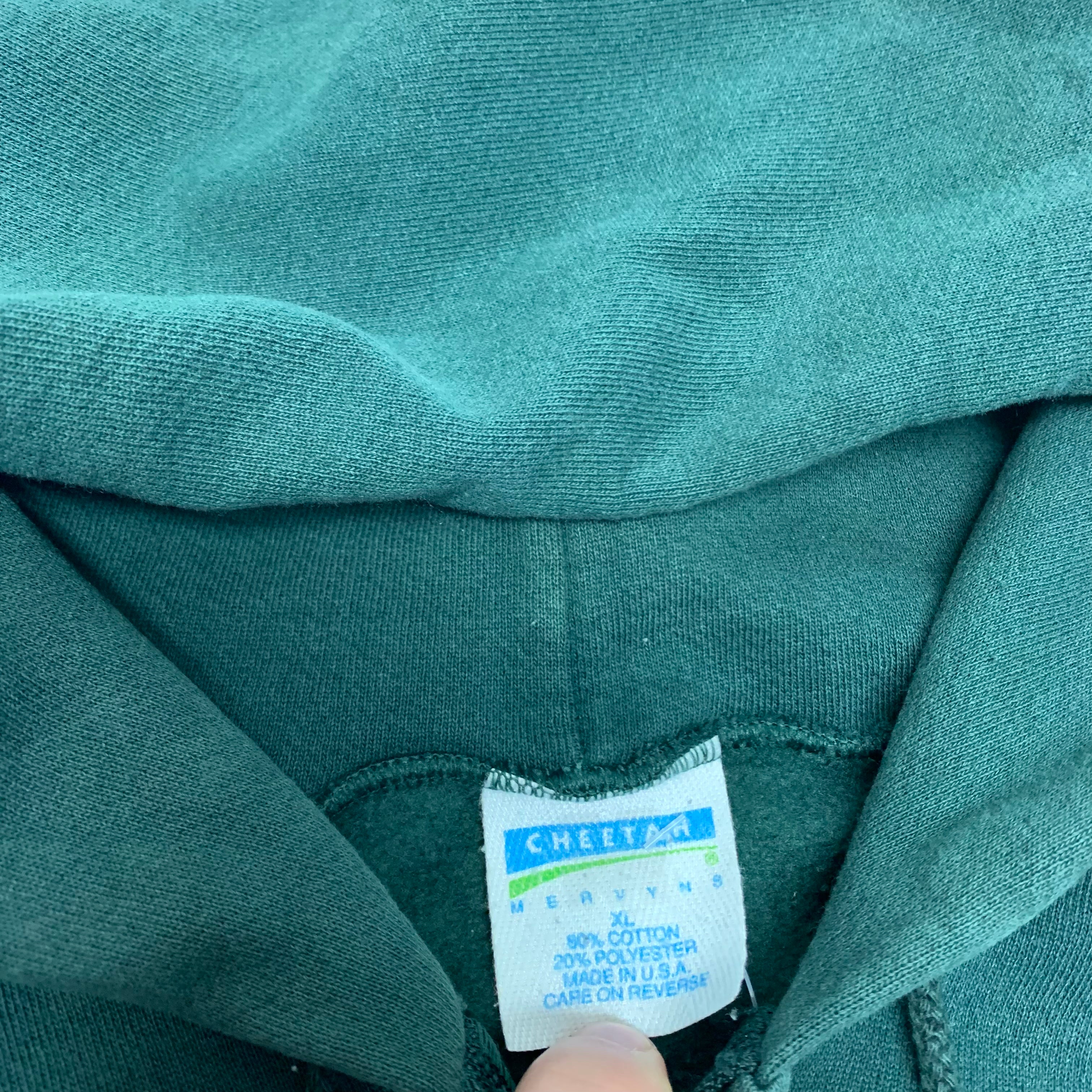 90s Blank Green Zip Up Hoodie XL