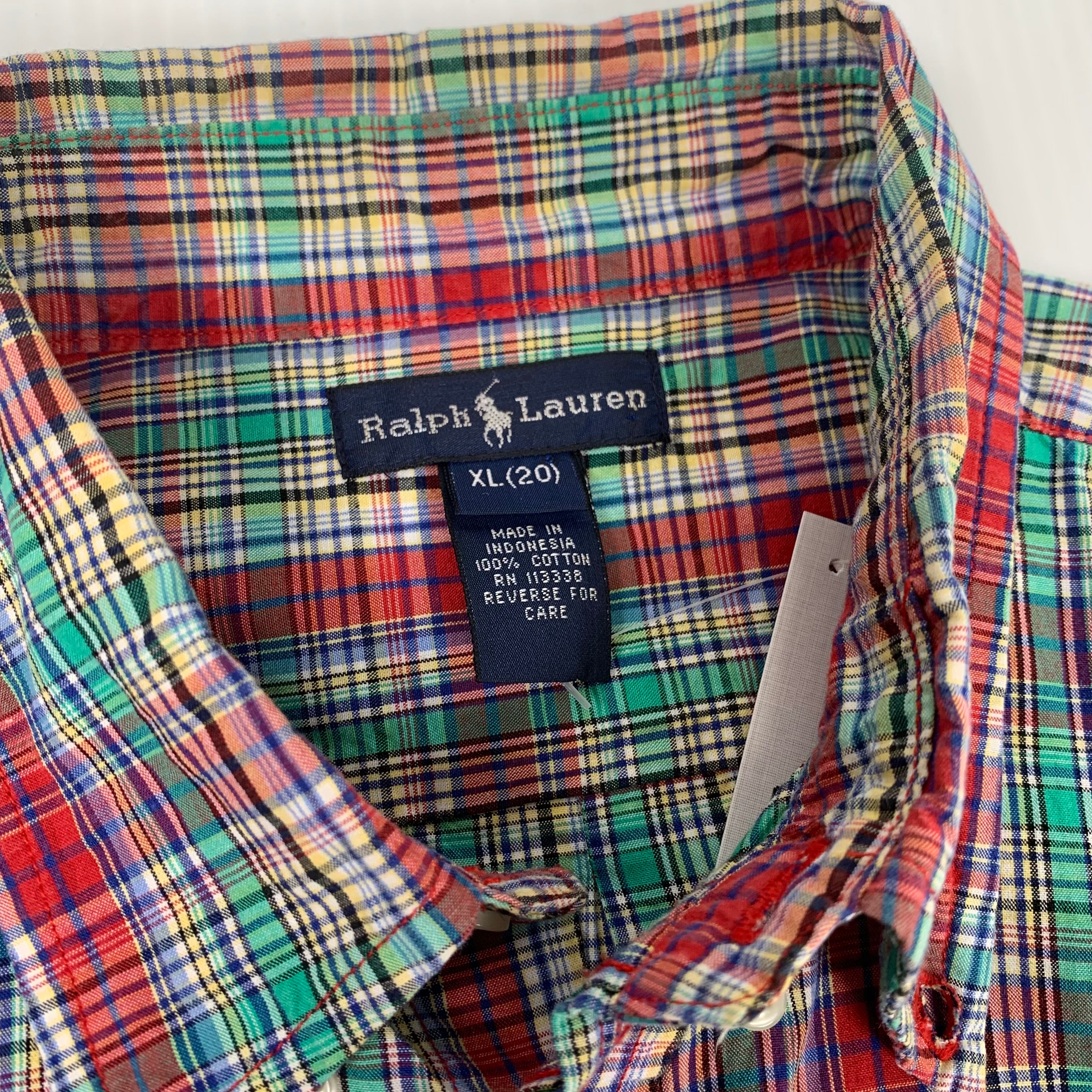 Vintage Polo Ralph Lauren Plaid Button Up Shirt Youth XL
