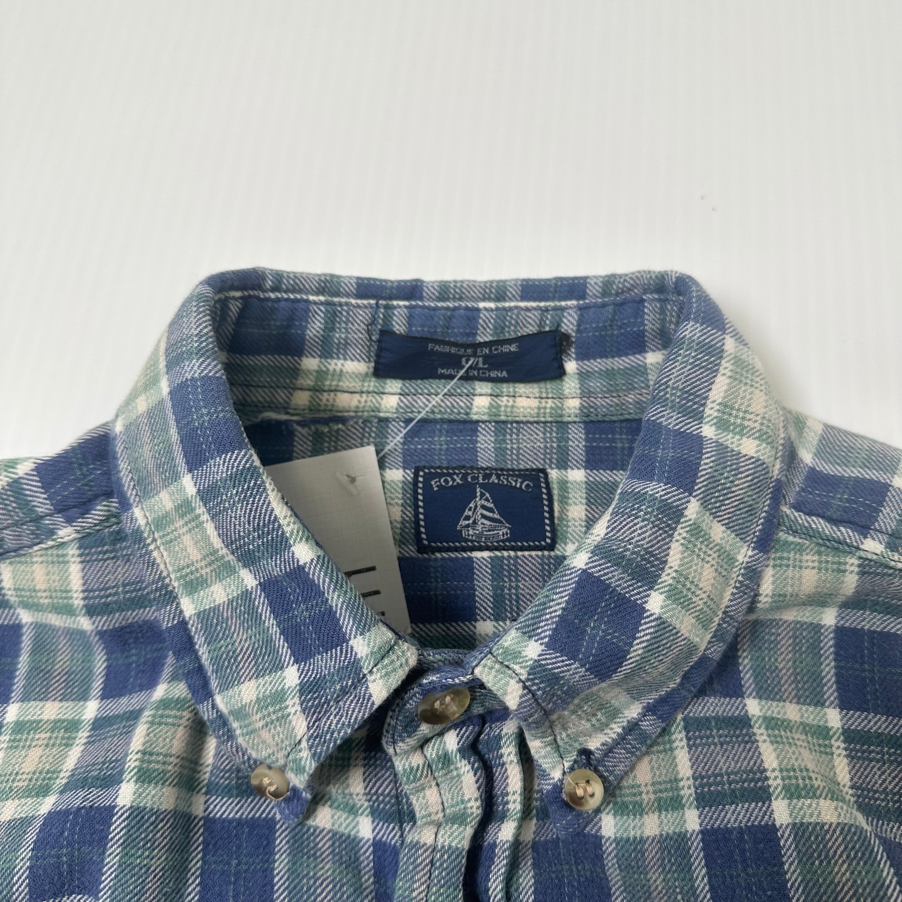 Vintage Fox Classic Plaid Button Up Shirt L