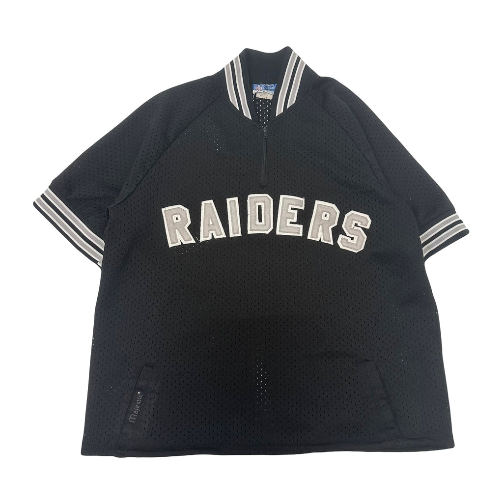 Vintage Majestic Oakland Raiders Mesh 1/4 Zip Jersey XL