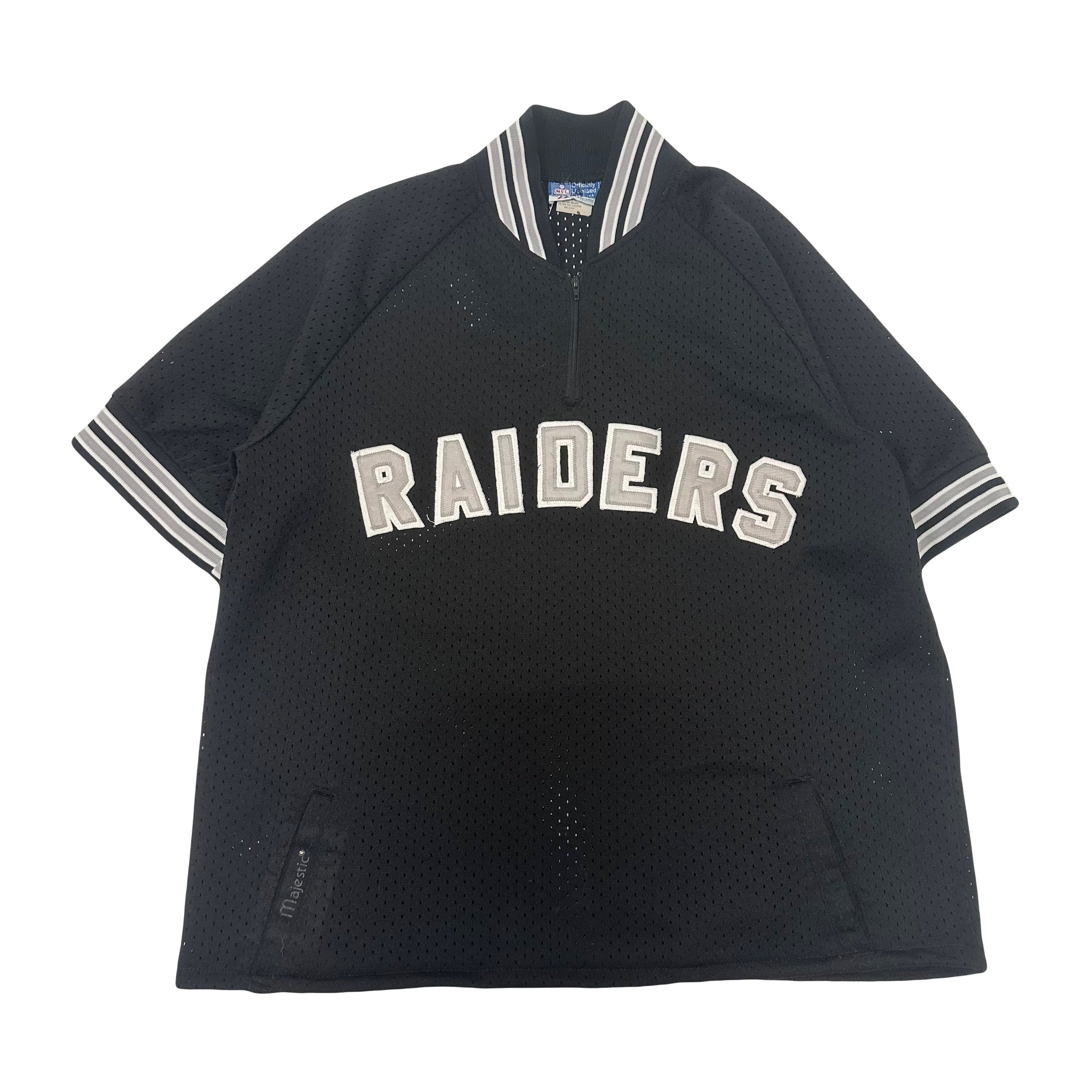 Vintage Majestic Oakland Raiders Mesh 1/4 Zip Jersey XL