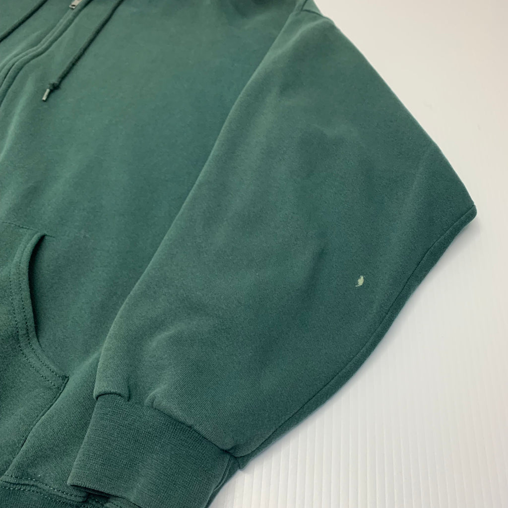 90s Blank Green Zip Up Hoodie XL