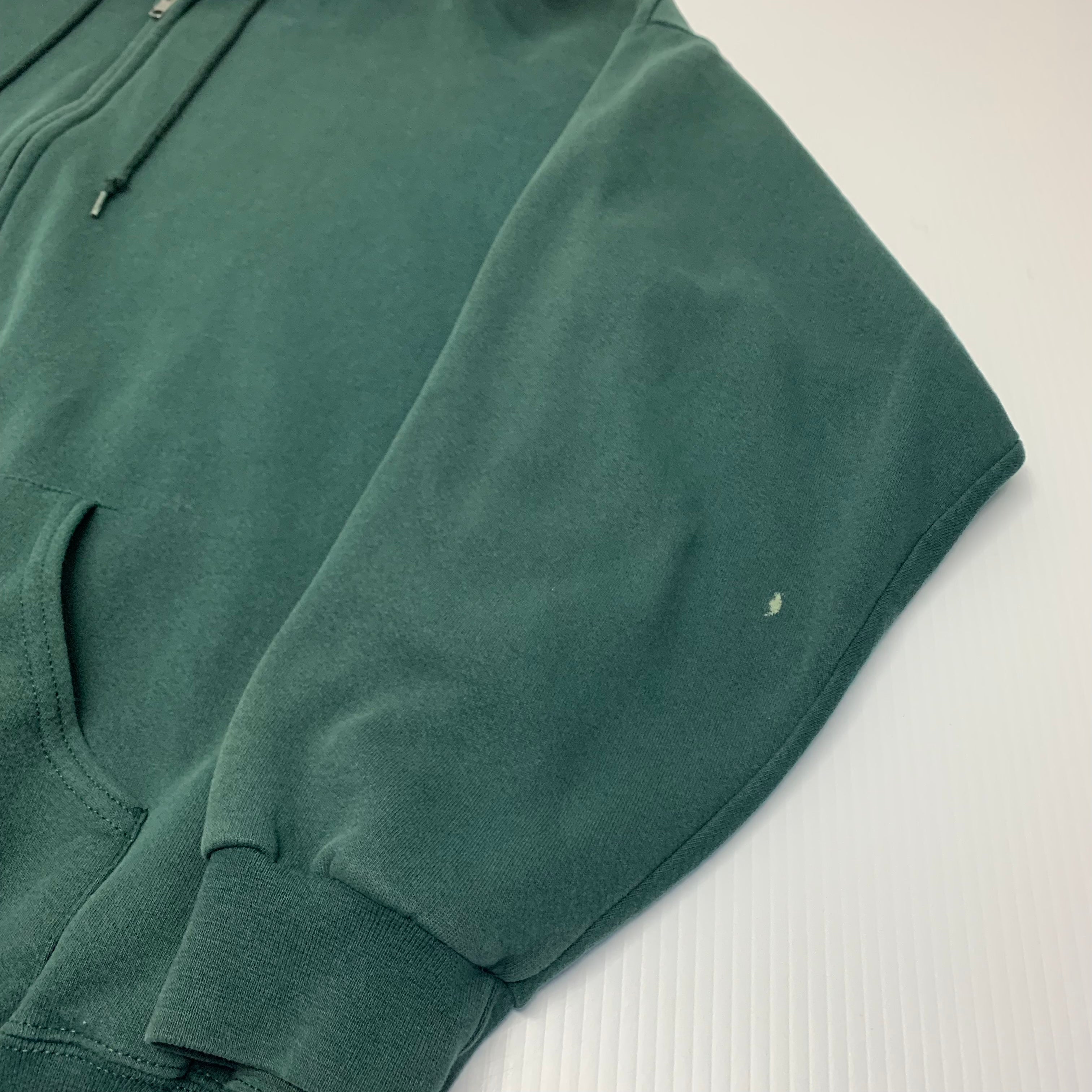90s Blank Green Zip Up Hoodie XL