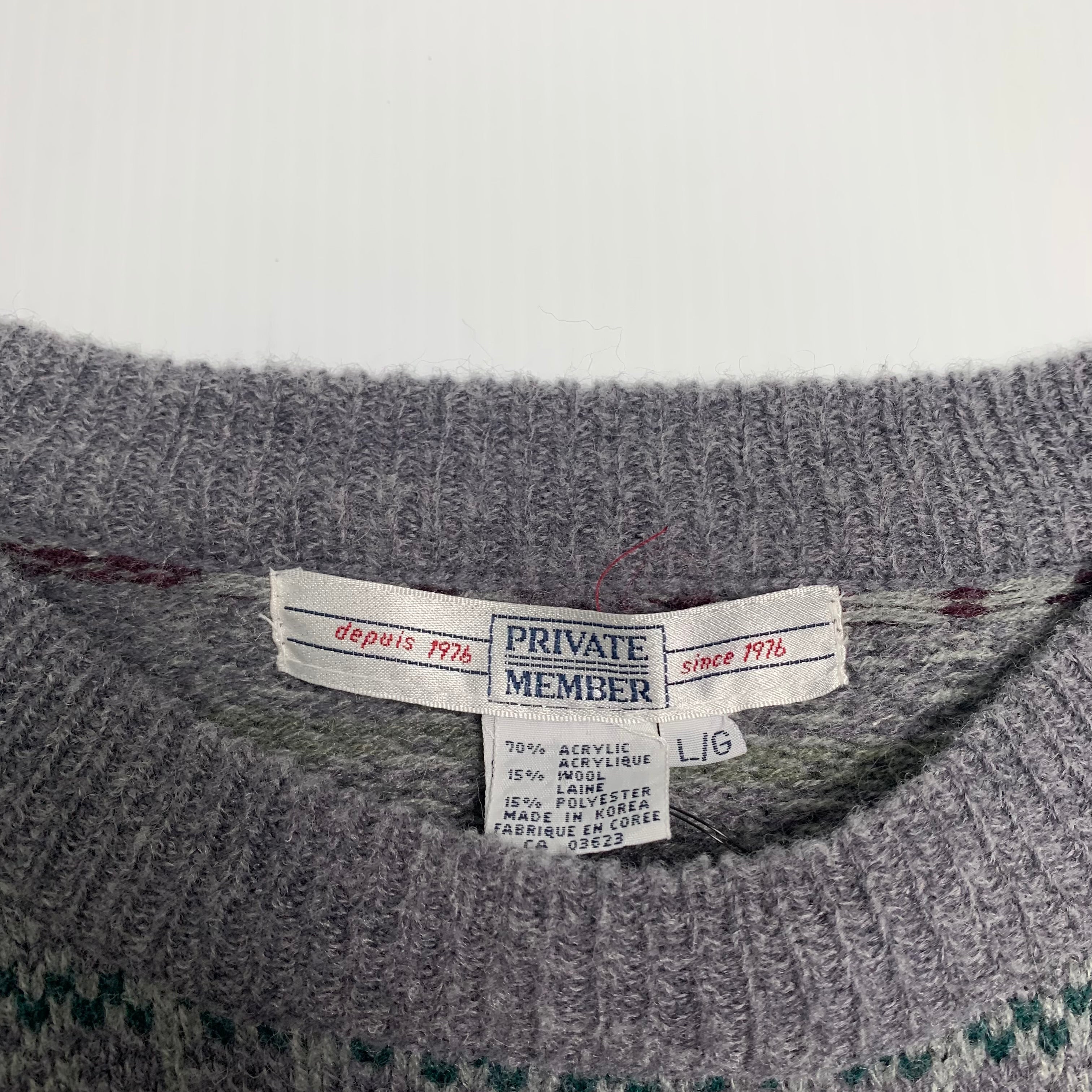 Private Member Grey Knit Sweater XL