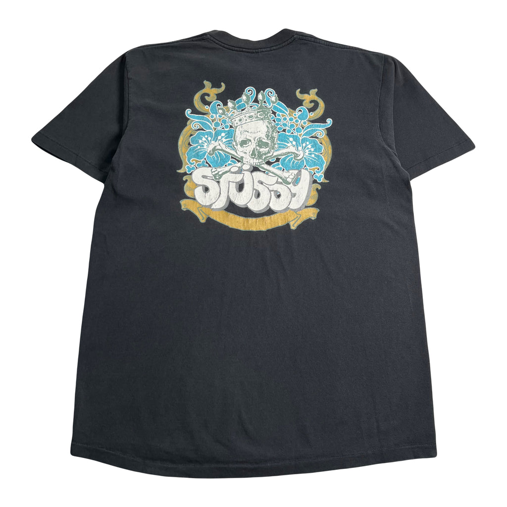 90s Stüssy Floral Skull Graphic Tee L