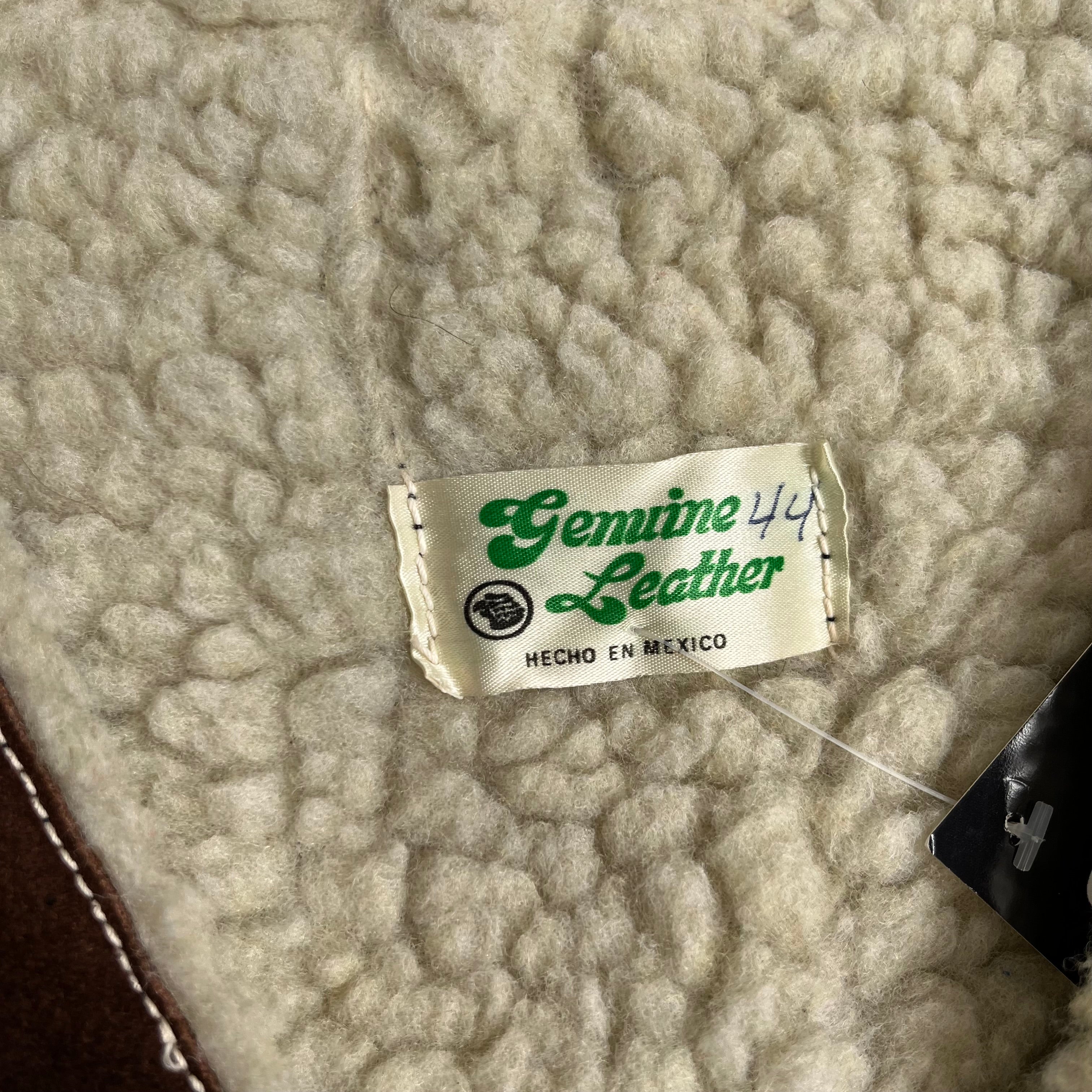 Vintage Sherpa Lined Leather Western Vest L