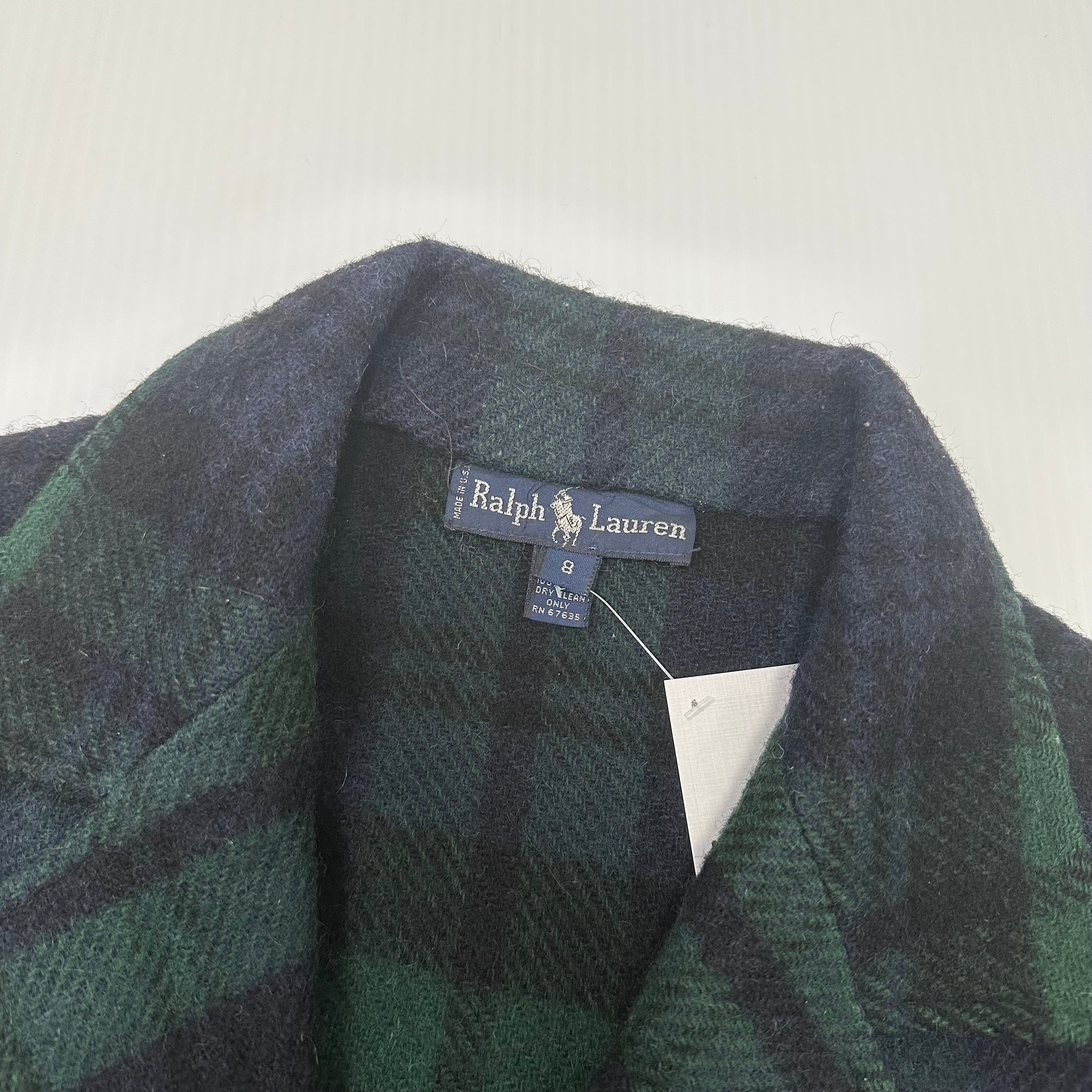 Vintage Ralph Lauren Wool Plaid Blazer Jacket Women's 8