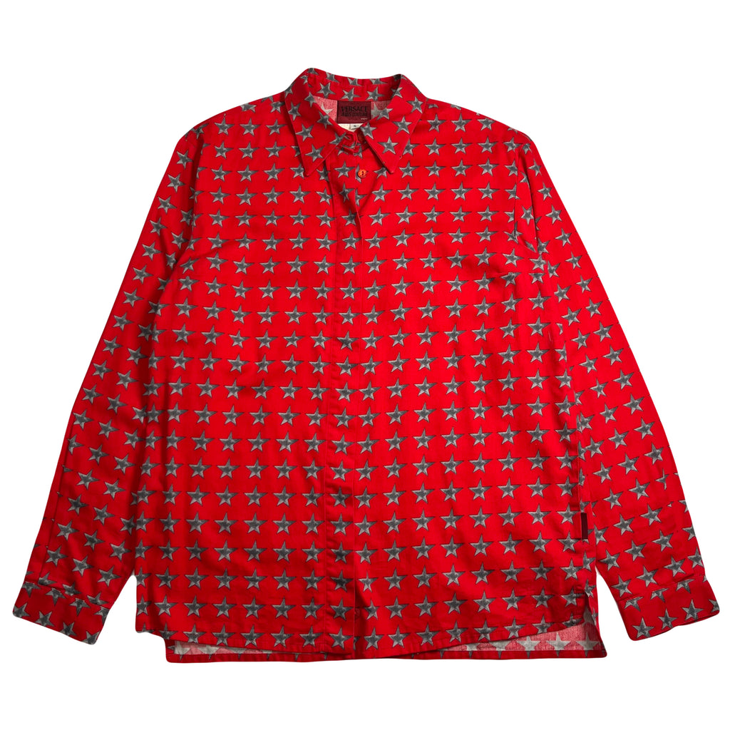 Vintage Versace Jeans Couture Star Pattern Button Up Shirt S