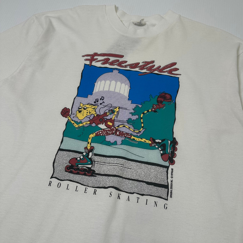 1996 Freestyle Roller Skating Cat Graphic Tee L