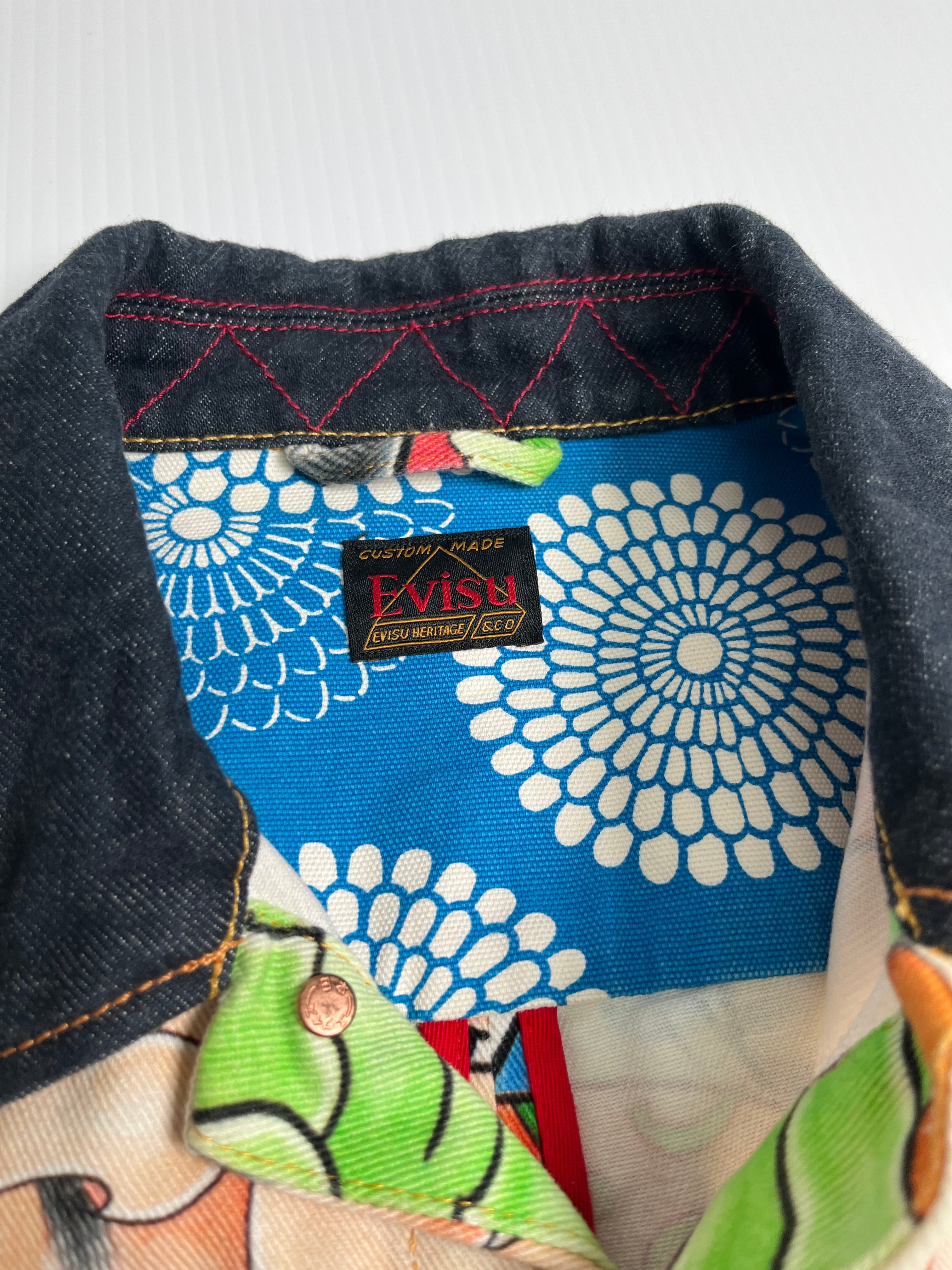 Evisu Faces AOP Denim Jacket M