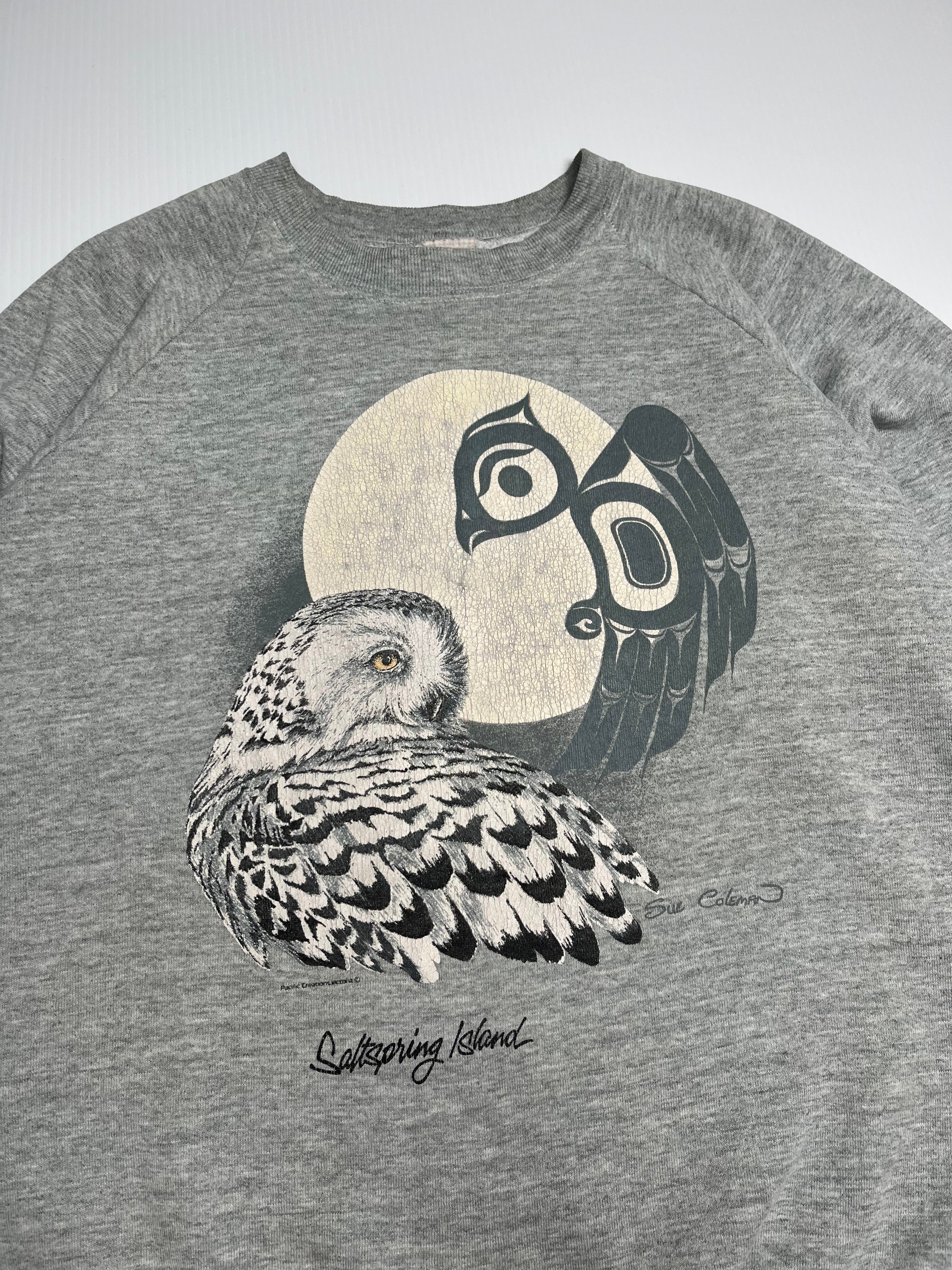 Vintage Saltspring Island Owl Crewneck XL