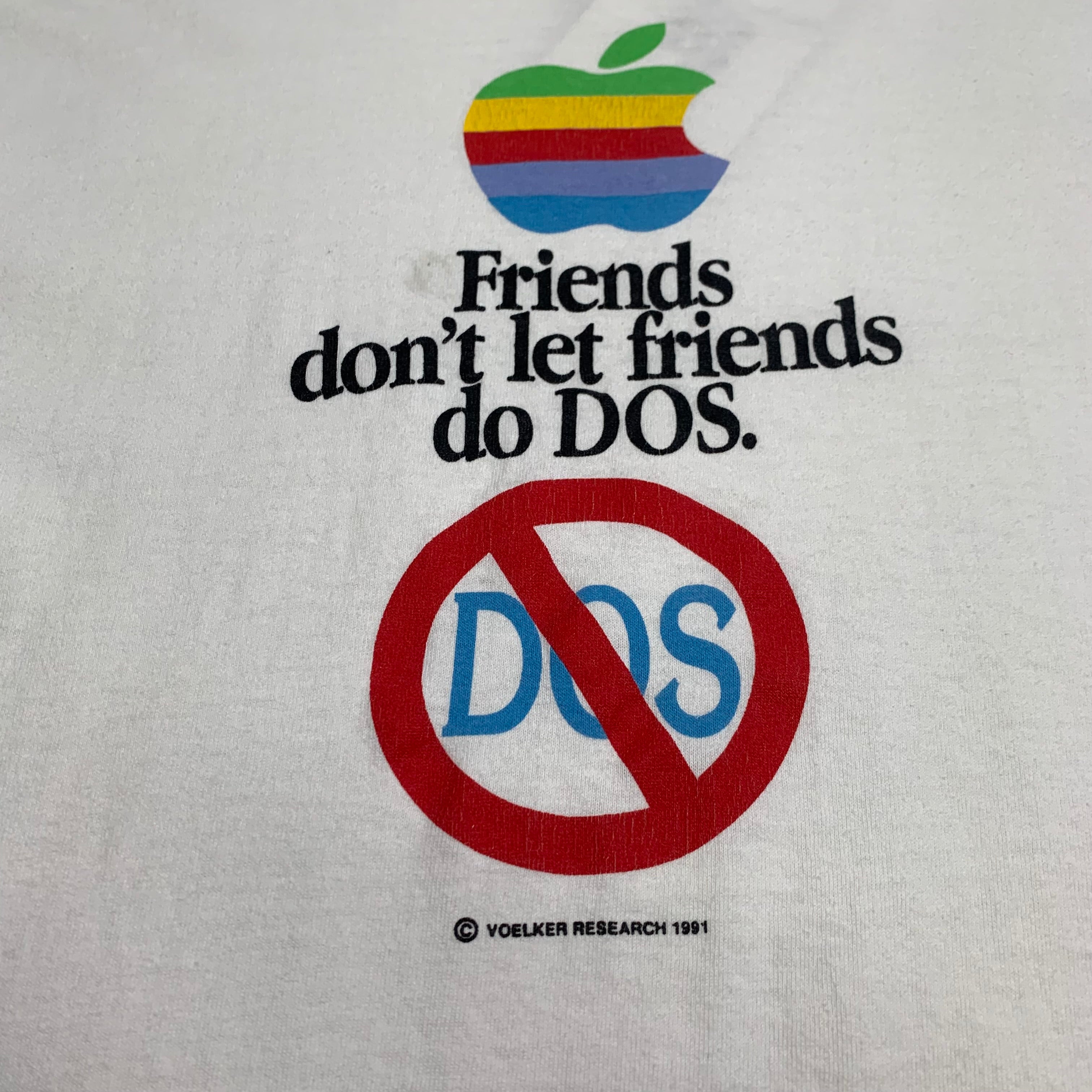 1991 Apple Parody Don't Let Friends Do DOS Tee L
