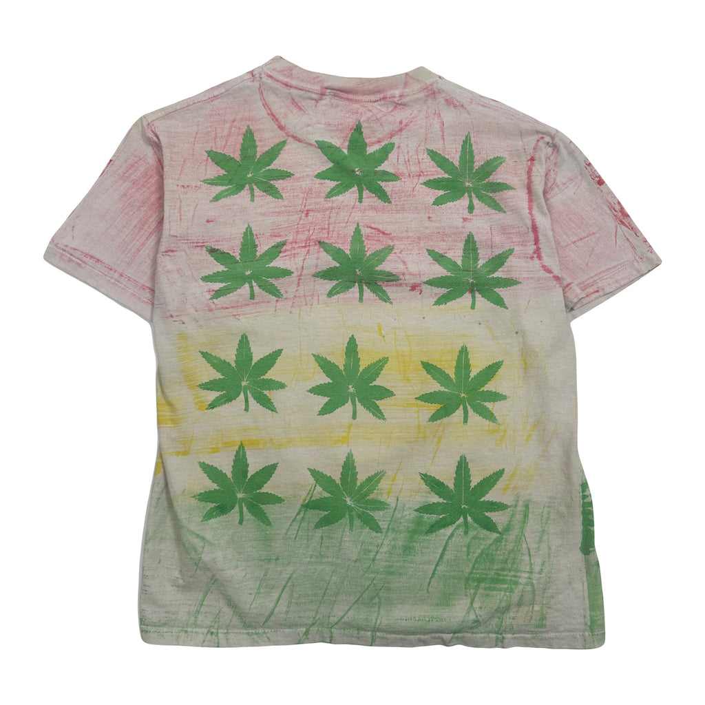 90s Cannabis Jamaica AOP Rasta Graphic Tee M