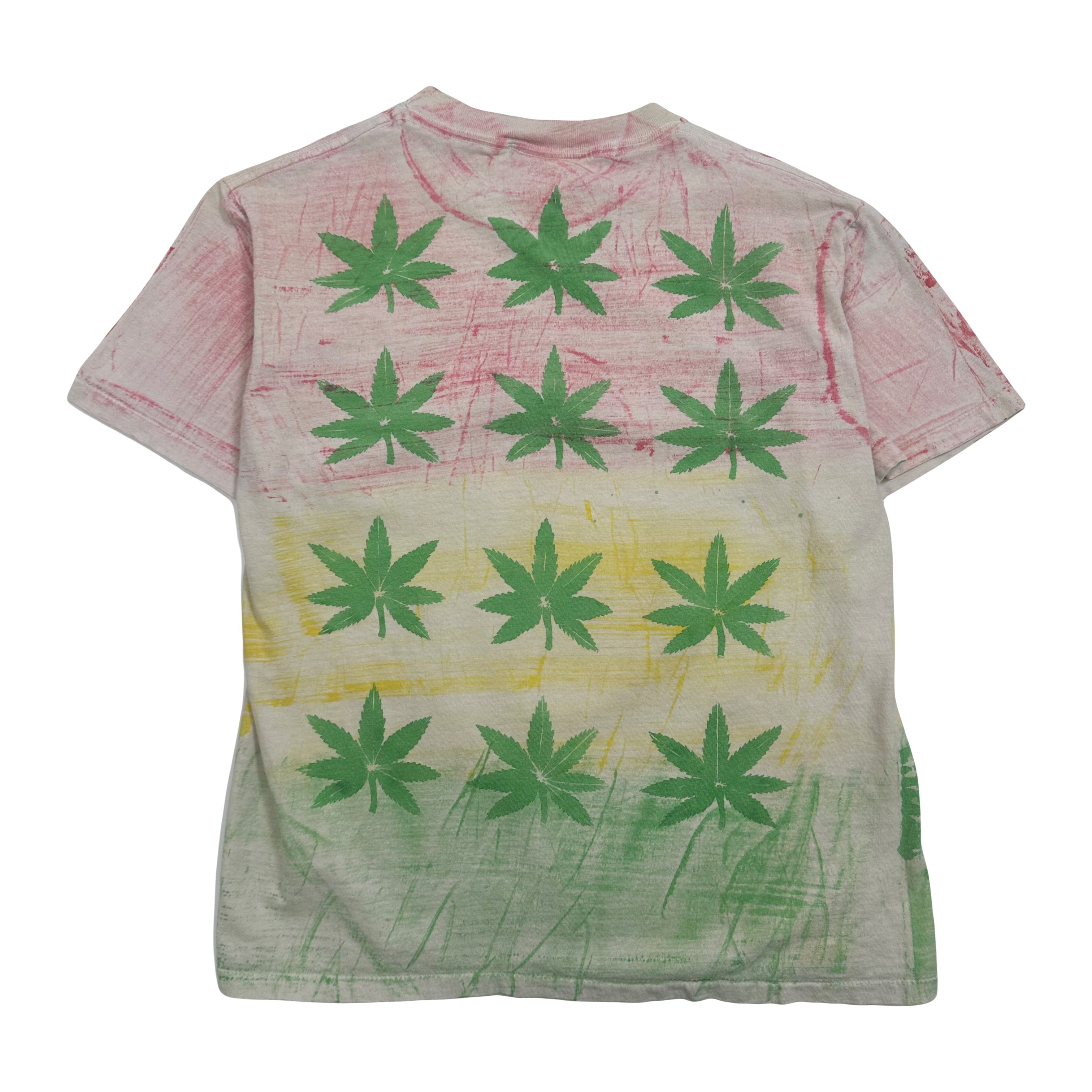 90s Cannabis Jamaica AOP Rasta Graphic Tee M