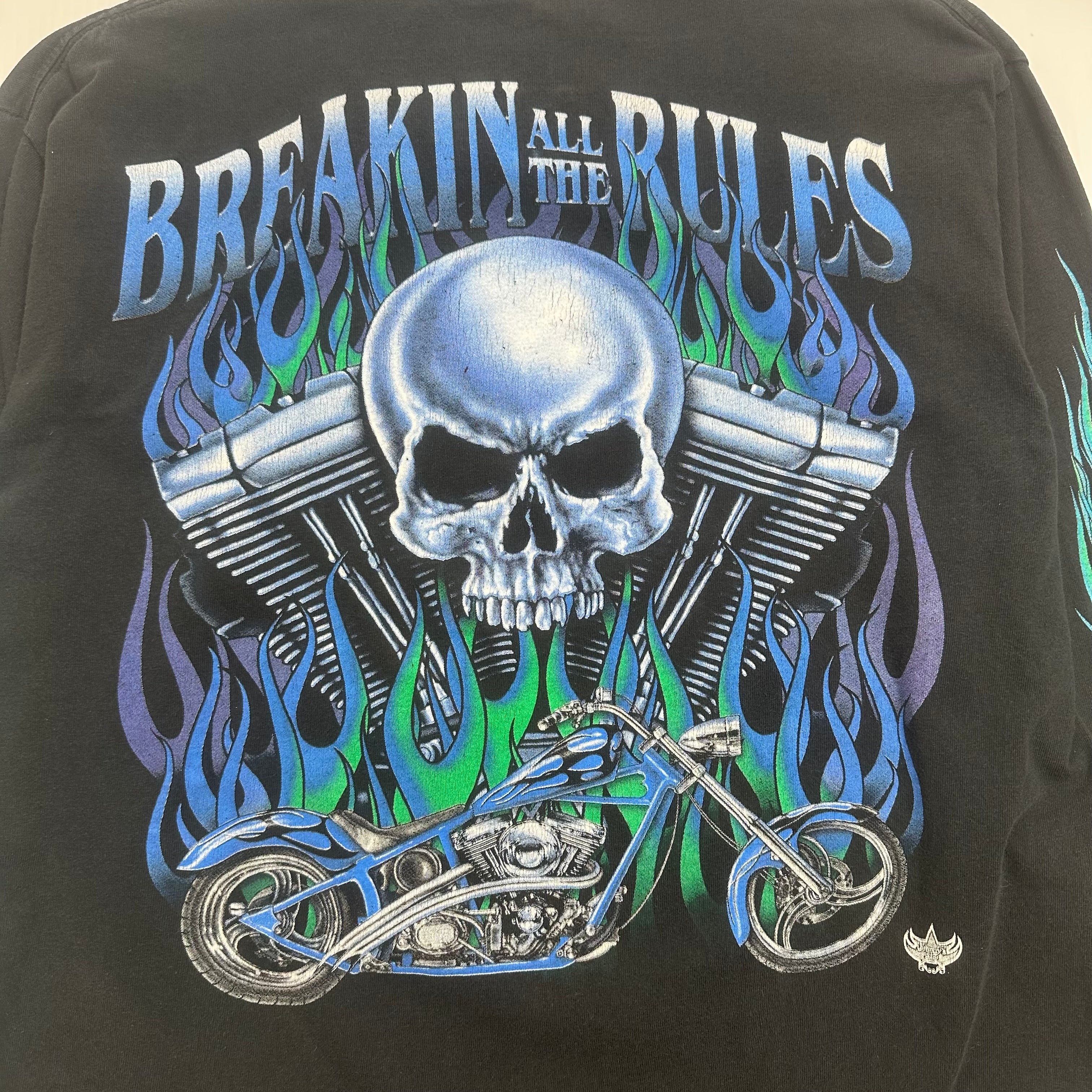 Vintage Screaming Steel Motorcycle Flames Longsleeve Shirt L