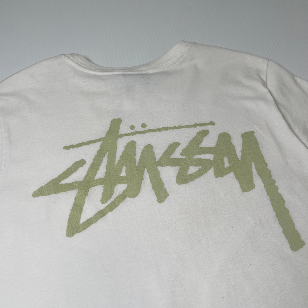 Stussy Logo Chartreuse Text Tee M