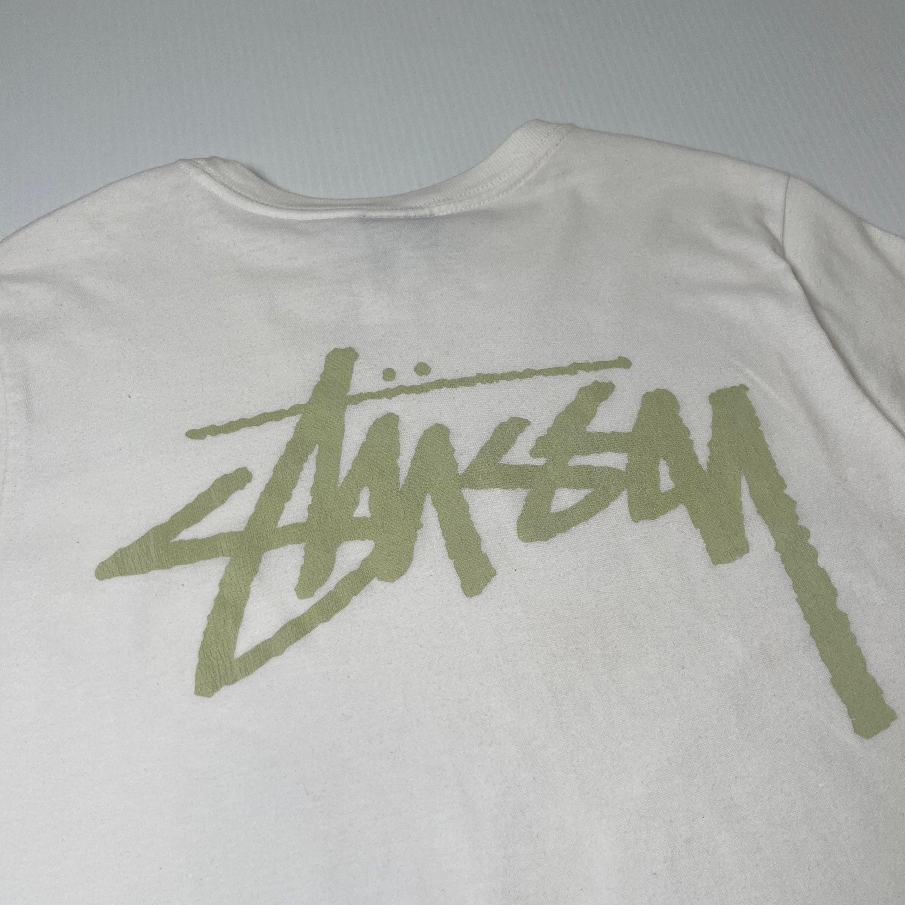 Stussy Logo Chartreuse Text Tee M