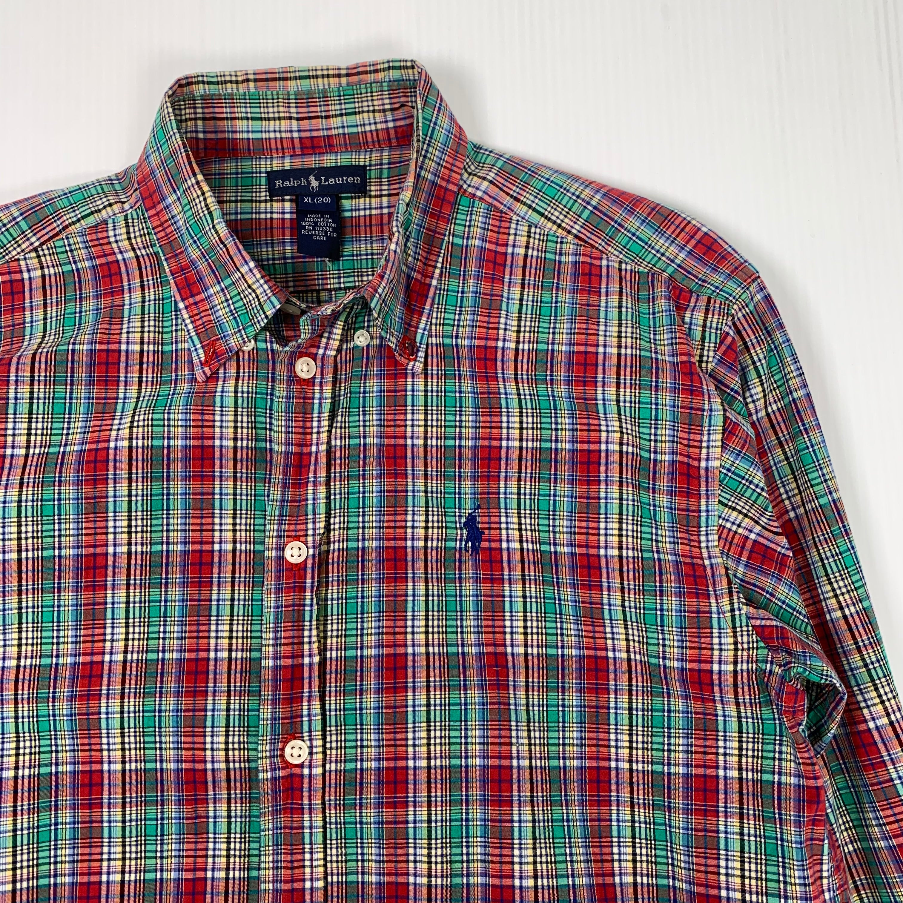 Vintage Polo Ralph Lauren Plaid Button Up Shirt Youth XL