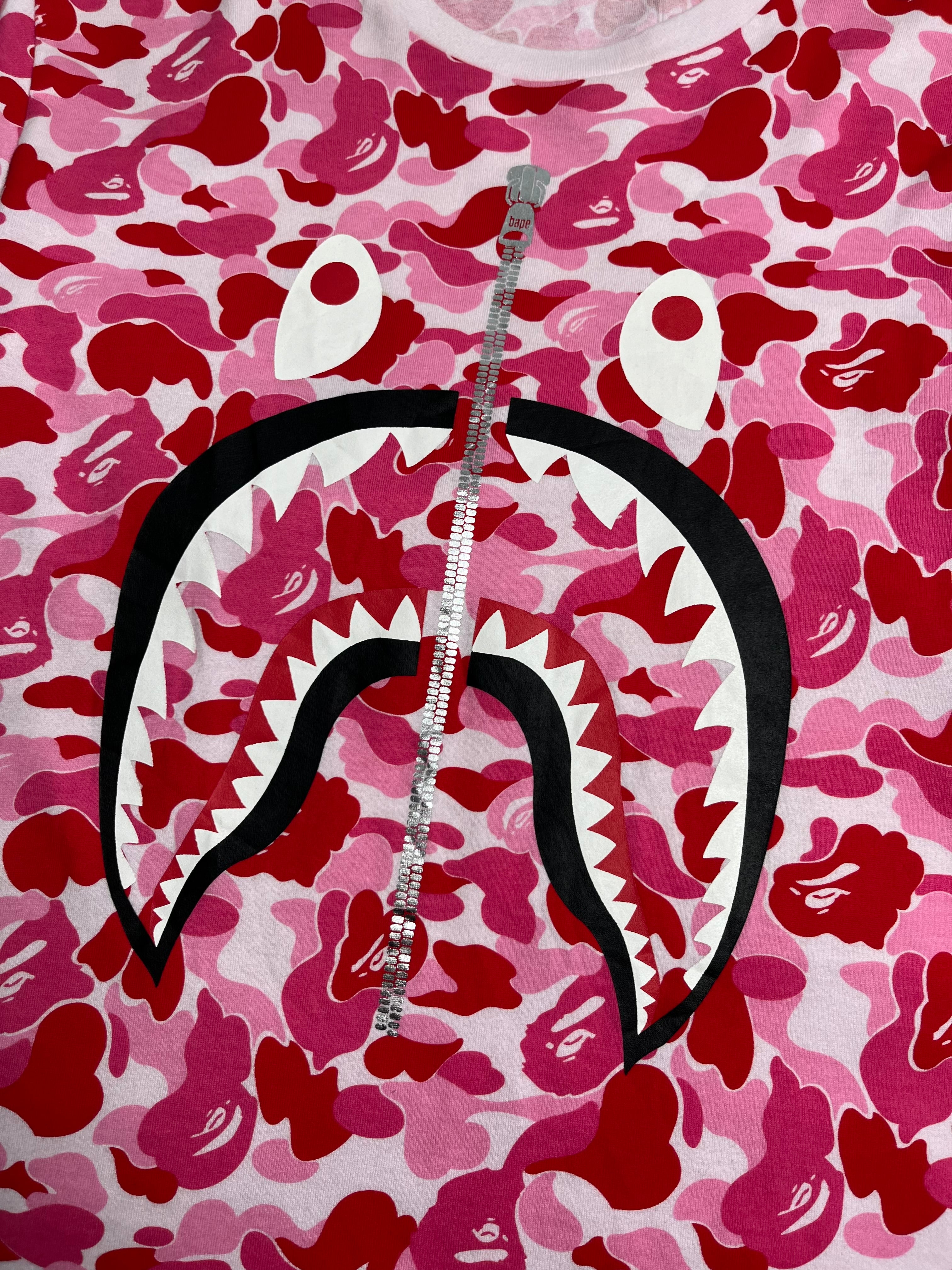 A Bathing Ape Pink Camo Shark Tee L