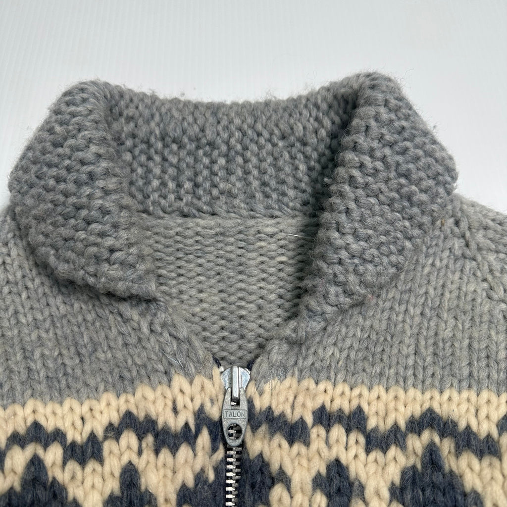 Vintage Cowichan Knit Pattern Sweater L