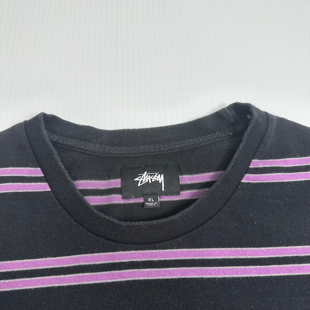 Stüssy Mini Logo Striped Tee XL