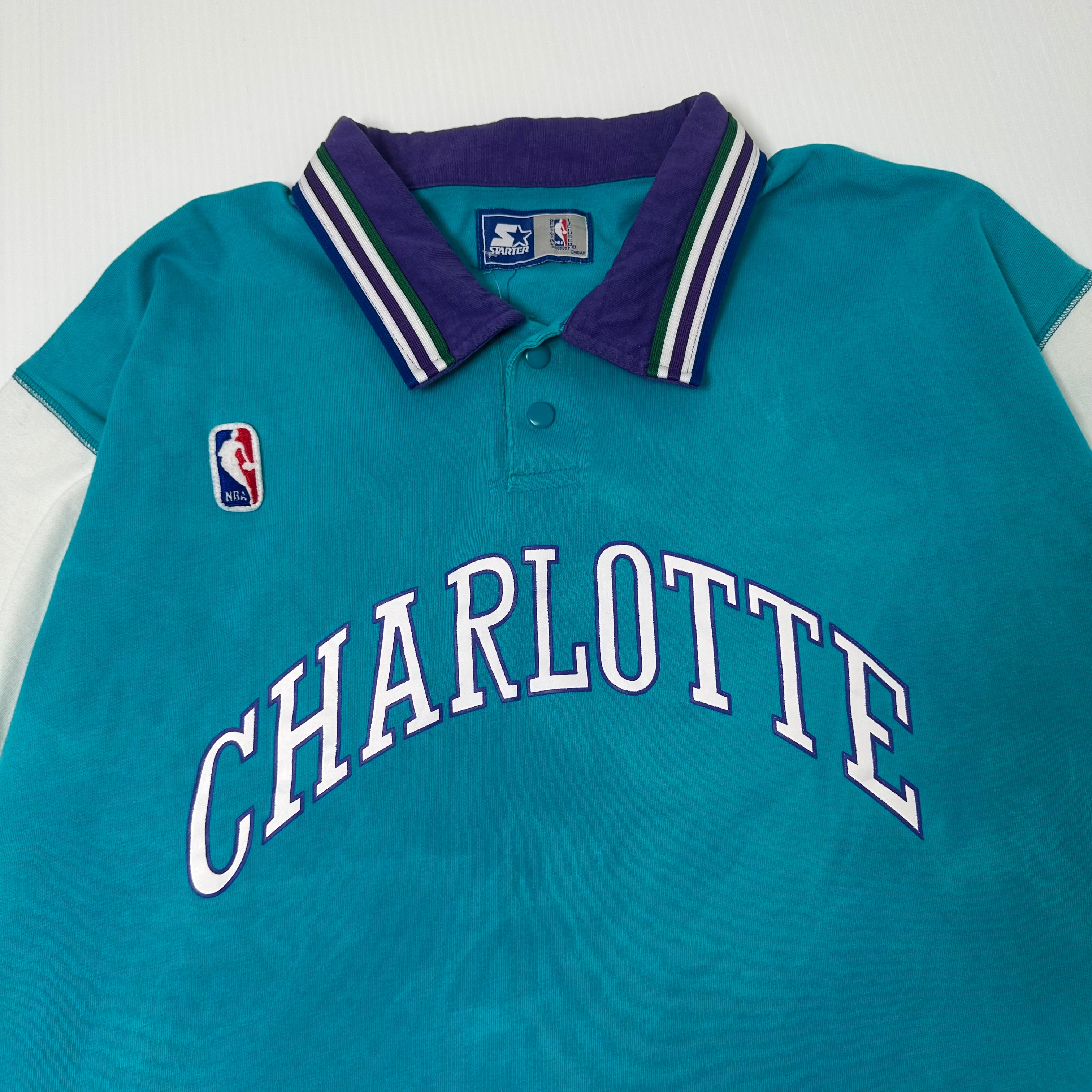 Vintage Starter Charlotte Hornets NBA Warm-Up Polo Shirt L