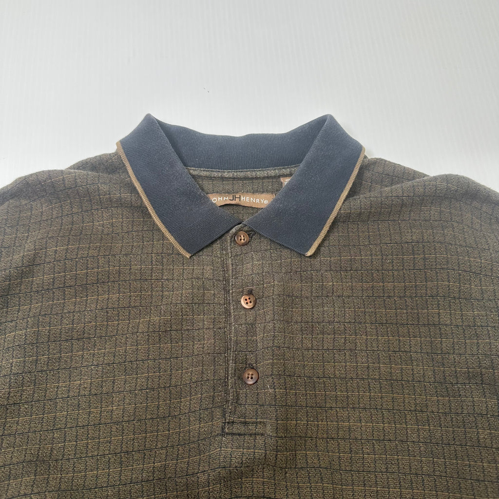 John Henry Grid Pattern Polo Shirt XLT