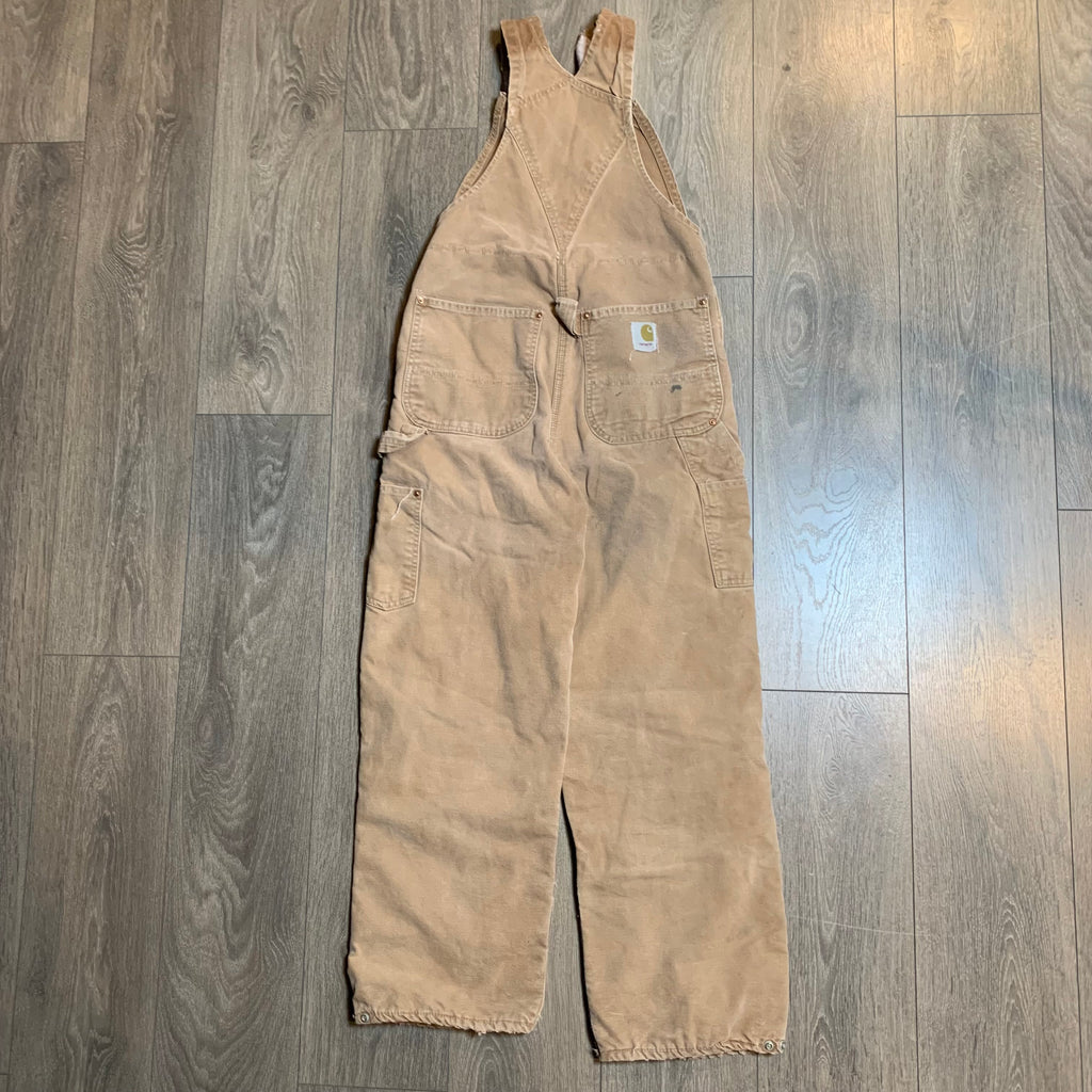 Vintage Faded Brown Carhartt Quilted Overalls 31x29