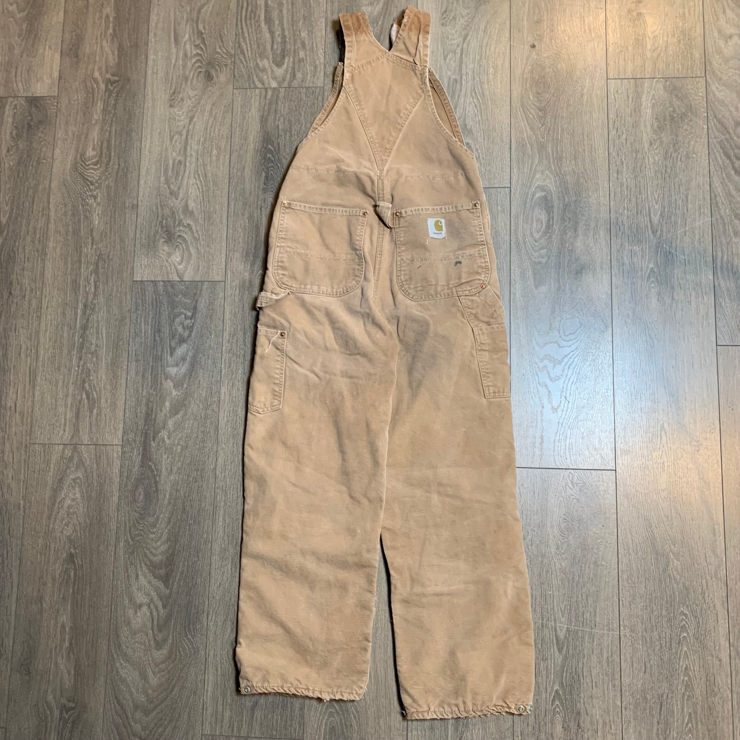 Vintage Faded Brown Carhartt Quilted Overalls 31x29