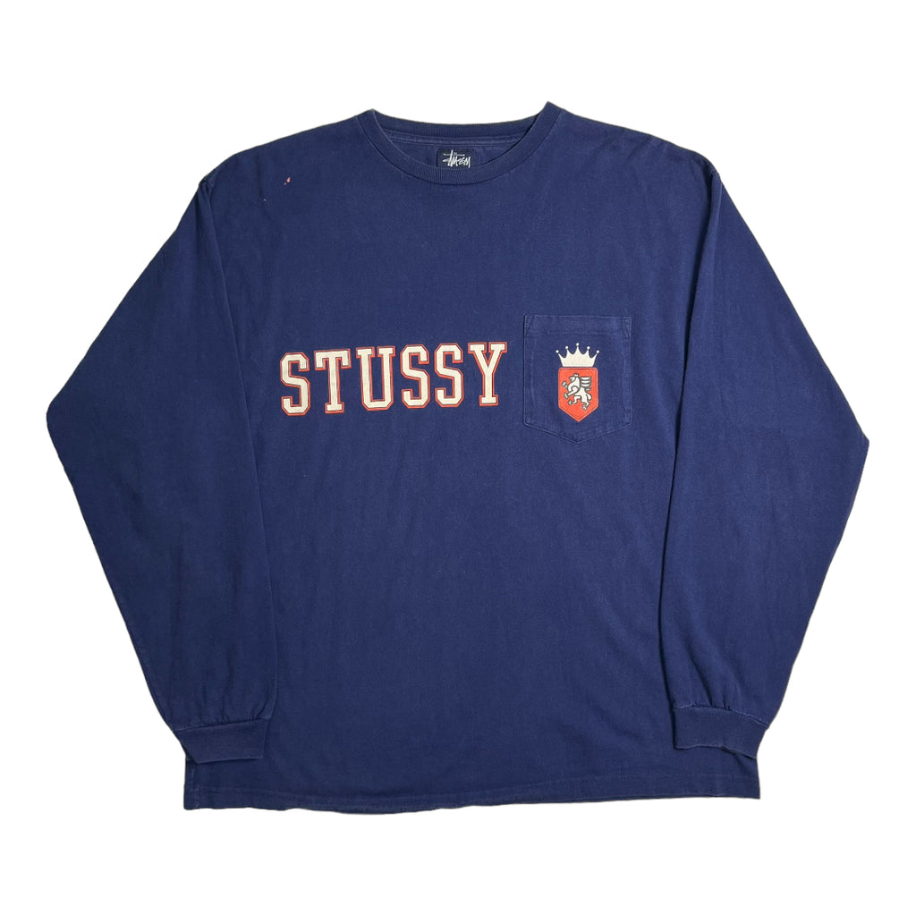 90s Stussy Lion Crest Pocket Longsleeve XL
