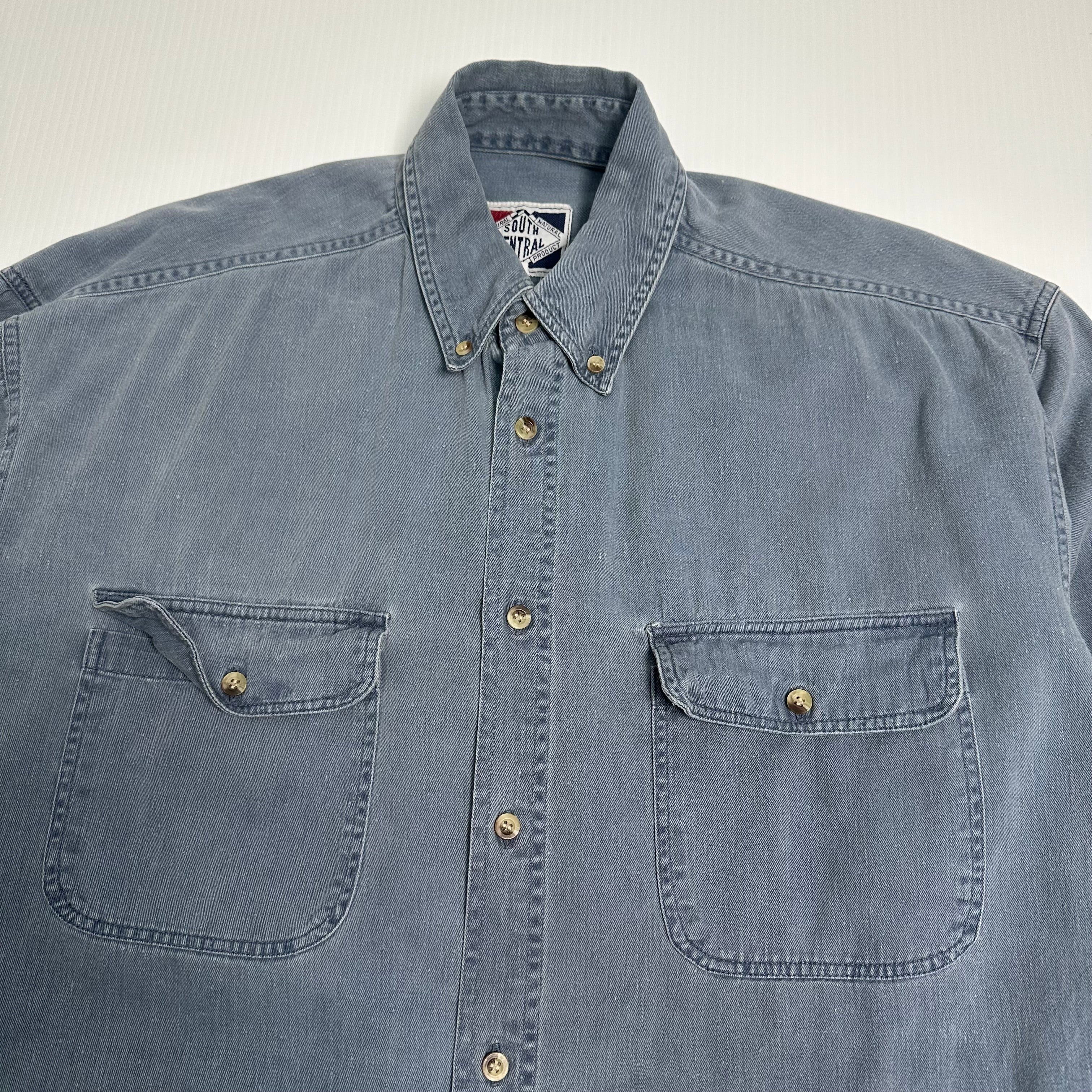 South Central Faded Denim Button-Up Shirt L