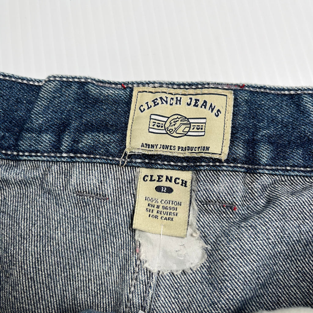 Clench Jeans Baggy Cargo Denim Shorts 32