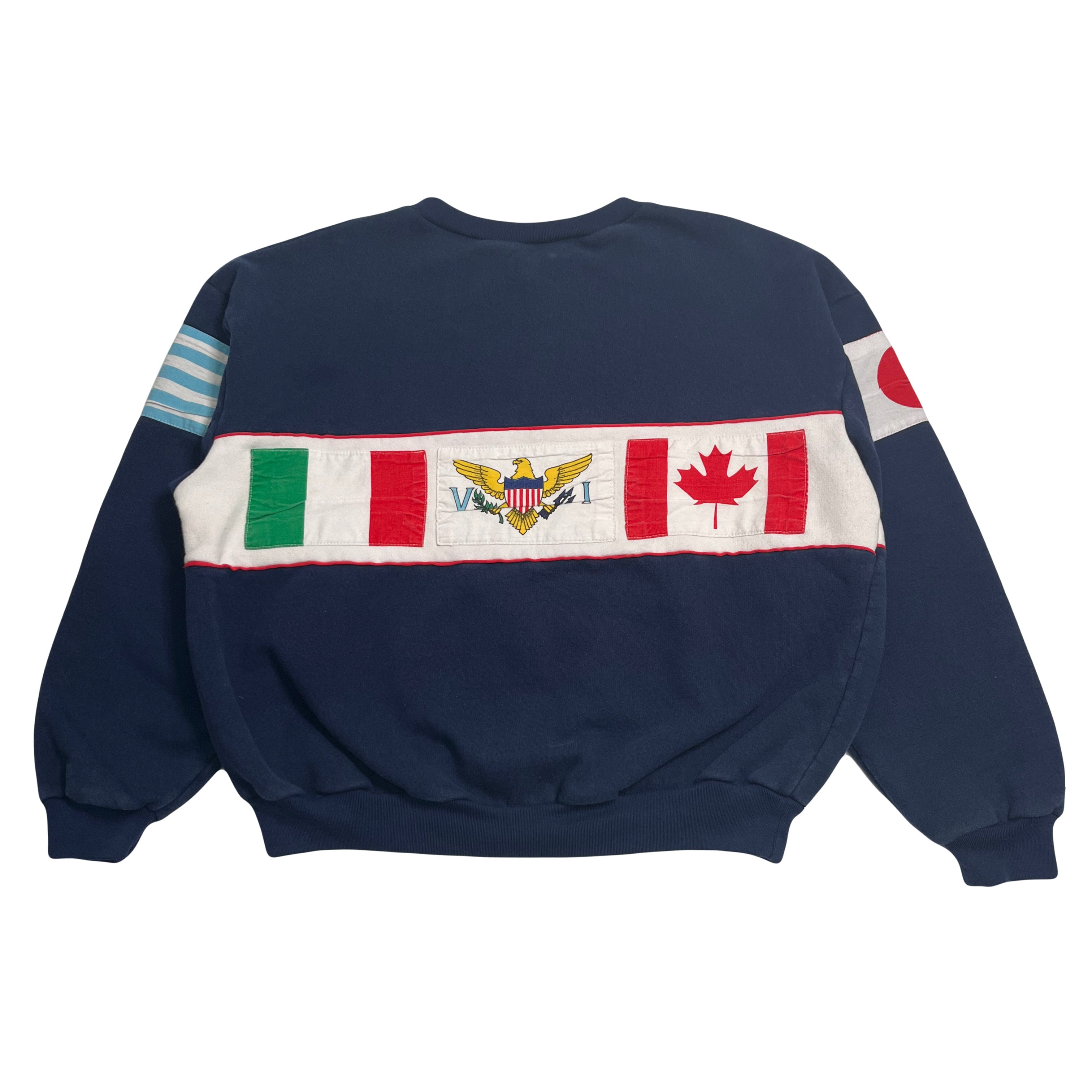 Vintage World Travel Federation Flags Crewneck XL