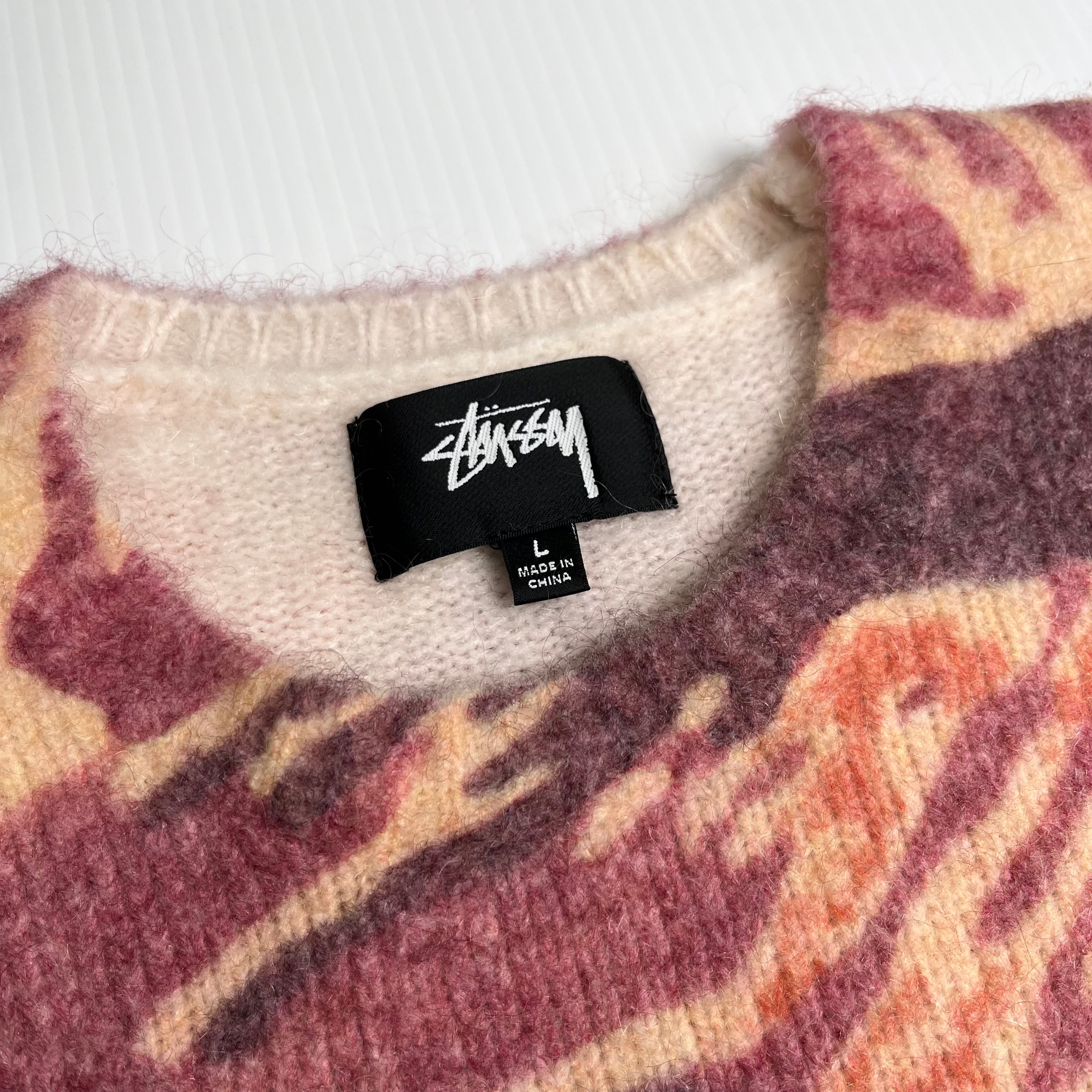 Stussy Tigris Pattern Mohair Blend Sweater L