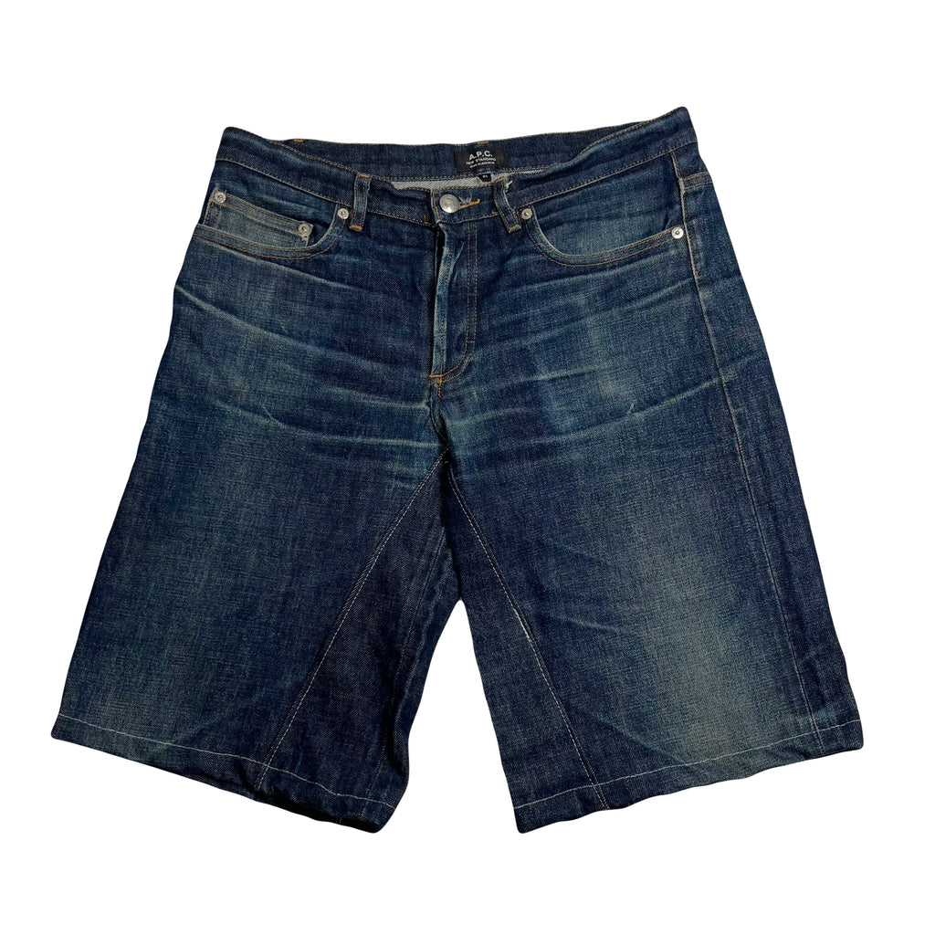 A.P.C. Reworked Baggy Dark Wash Denim Shorts 31