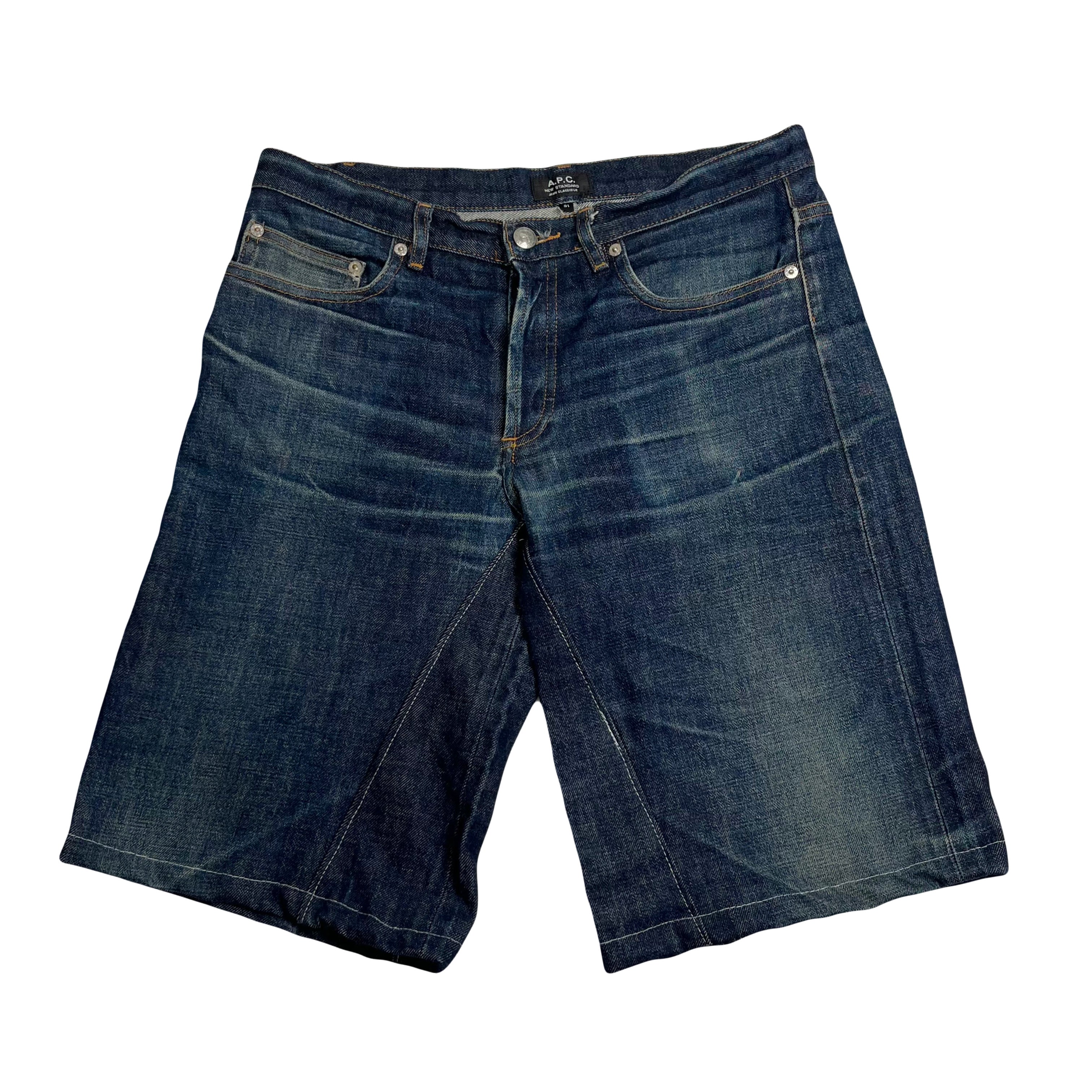 A.P.C. Reworked Baggy Dark Wash Denim Shorts 31