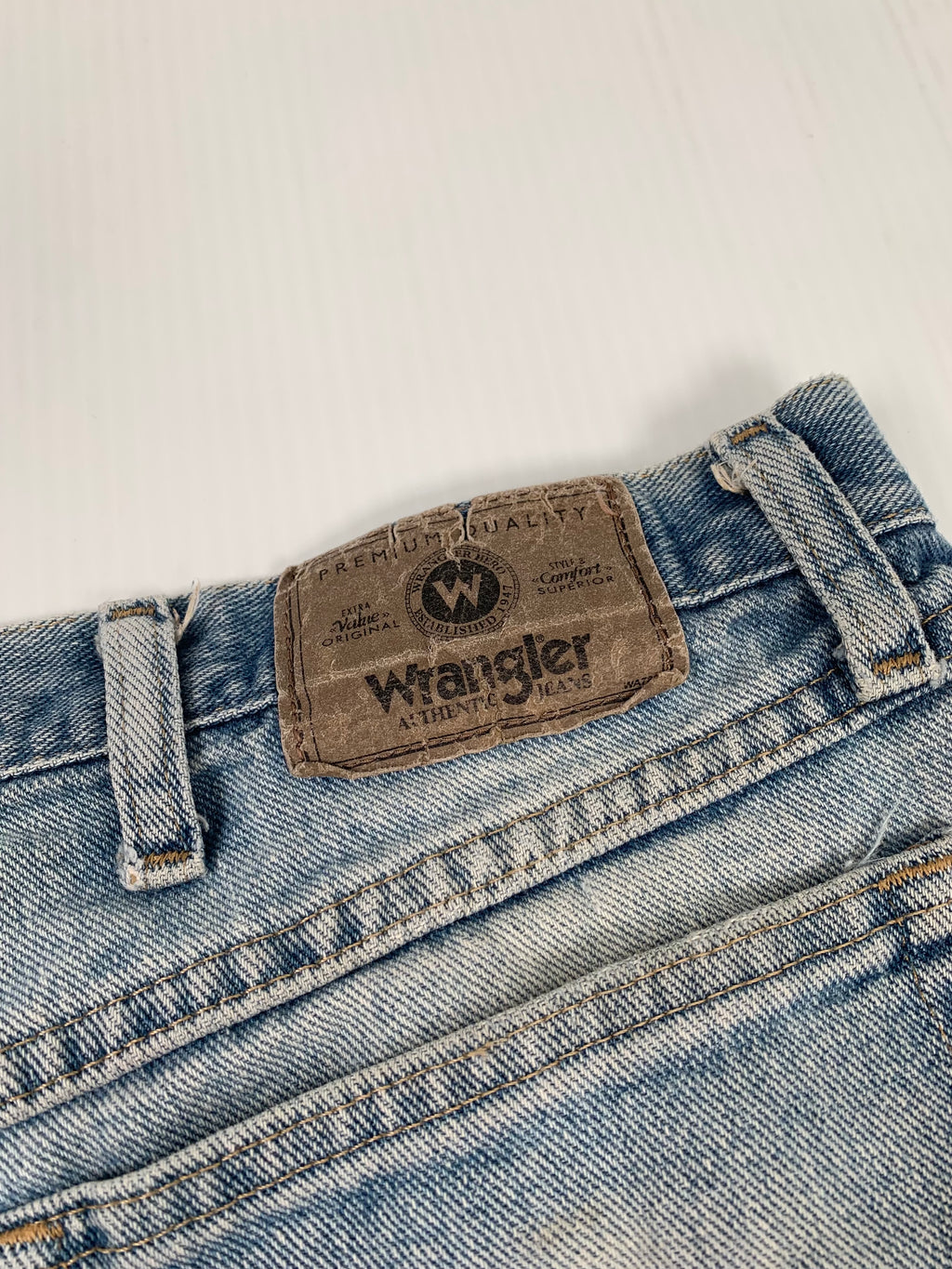 Vintage Wrangler Light Wash Distressed Denim Shorts 36