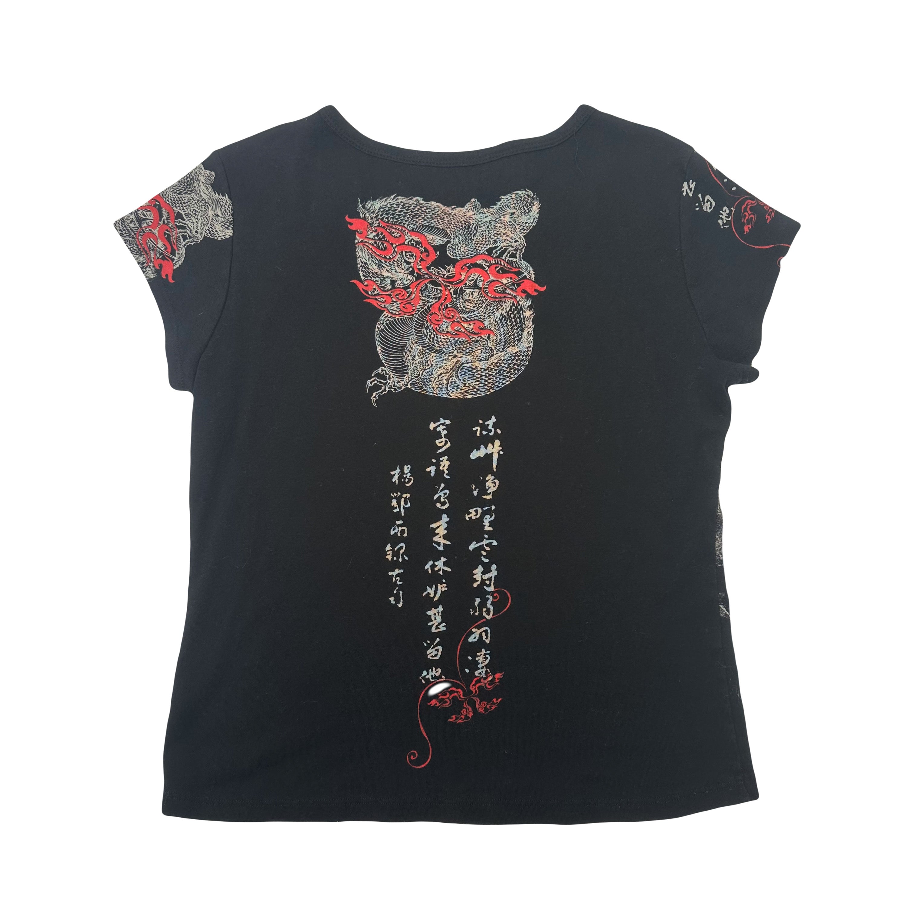 Y2K Dragon Art Graphic Tee Women's L