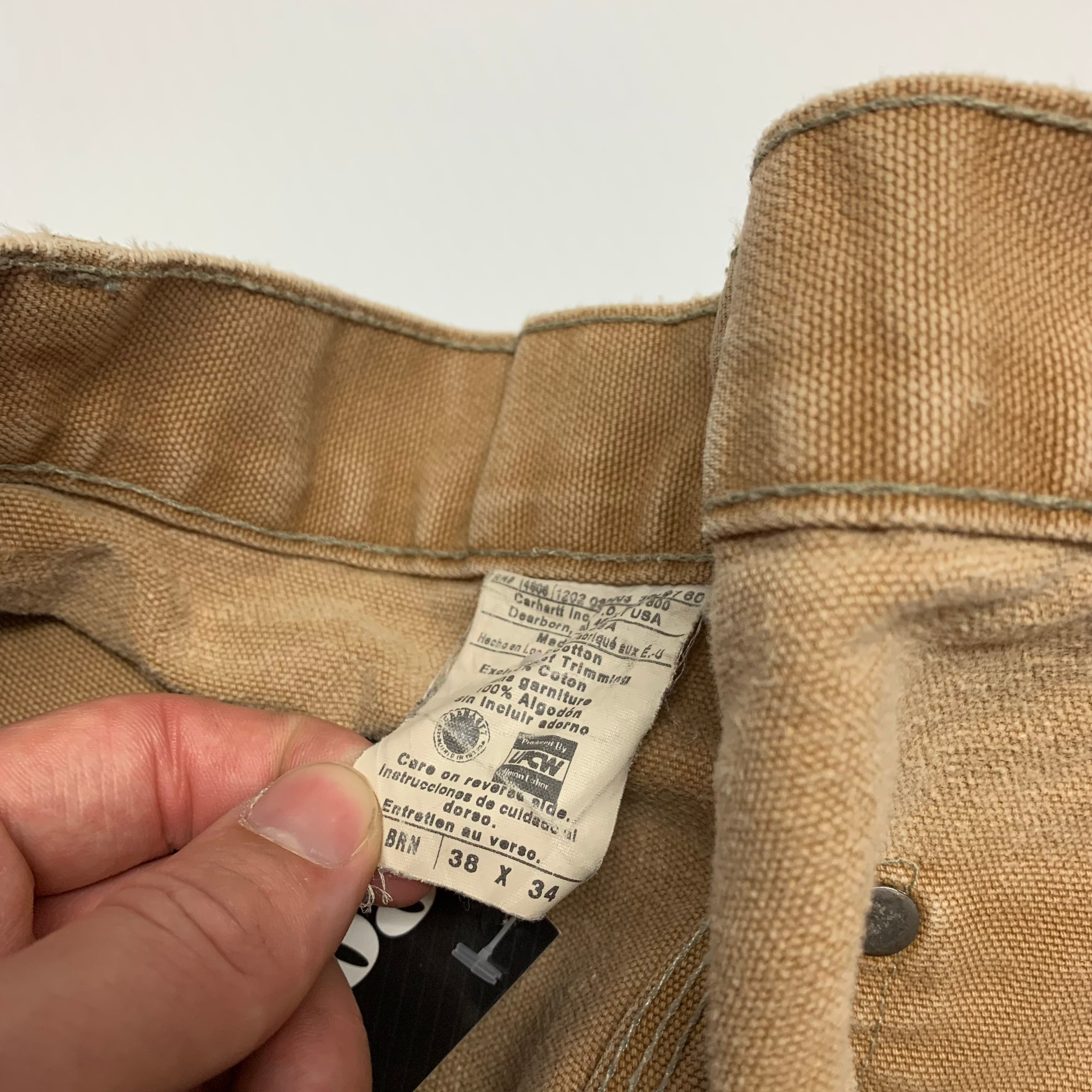 Carhartt Tan Double Knee Denim 38x34 1202