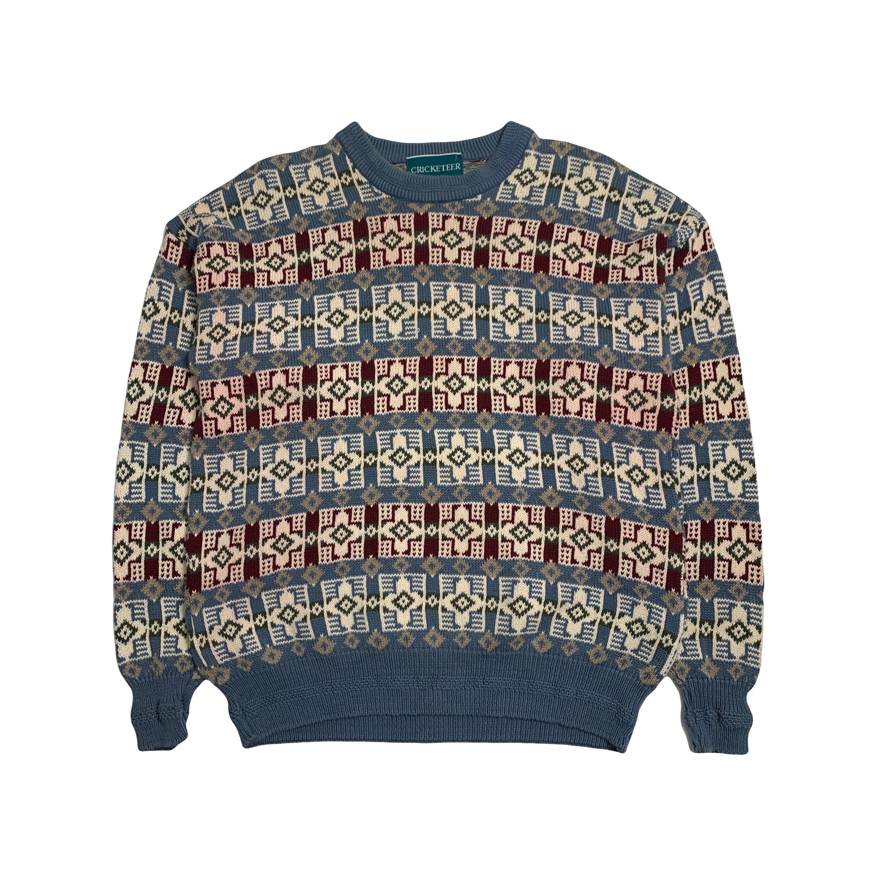 Vintage Cricketeer Patterned Knit Sweater XL