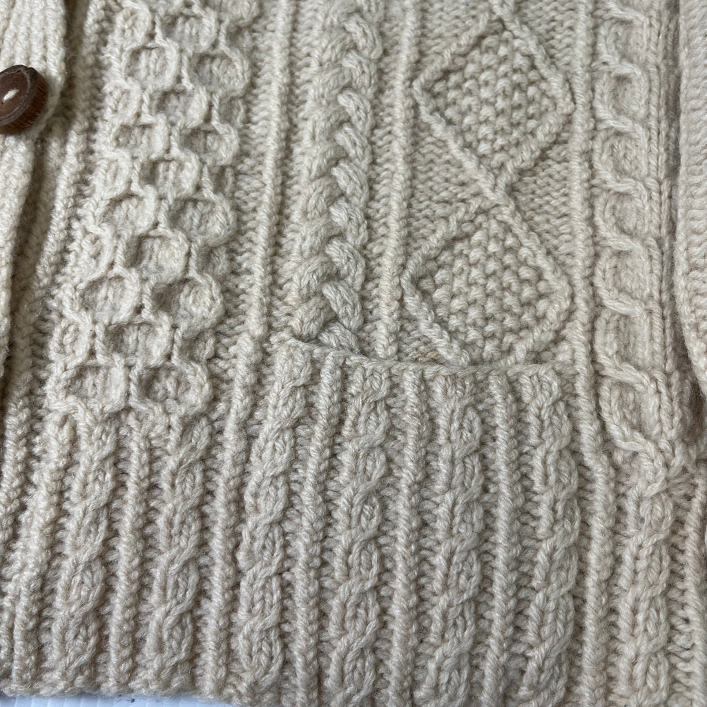 Vintage Loch Garman Ivory Cable Knit Cardigan Sweater M